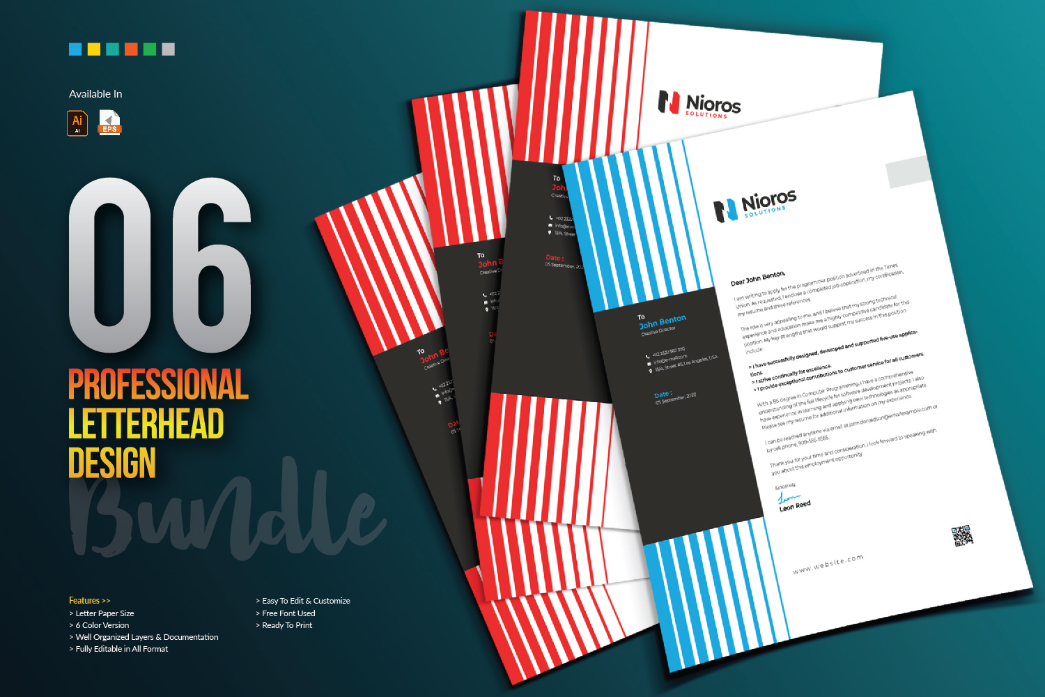 Download Фирменный стиль "Letterhead Design - Corporate Identity Template" / Letterhead Design - Corporate Identity Template - Фирменный стиль на тему графика letterhead design template bundle creative corporate cool clean minimal minimalist abstract brand branding identity professional blue black red business company