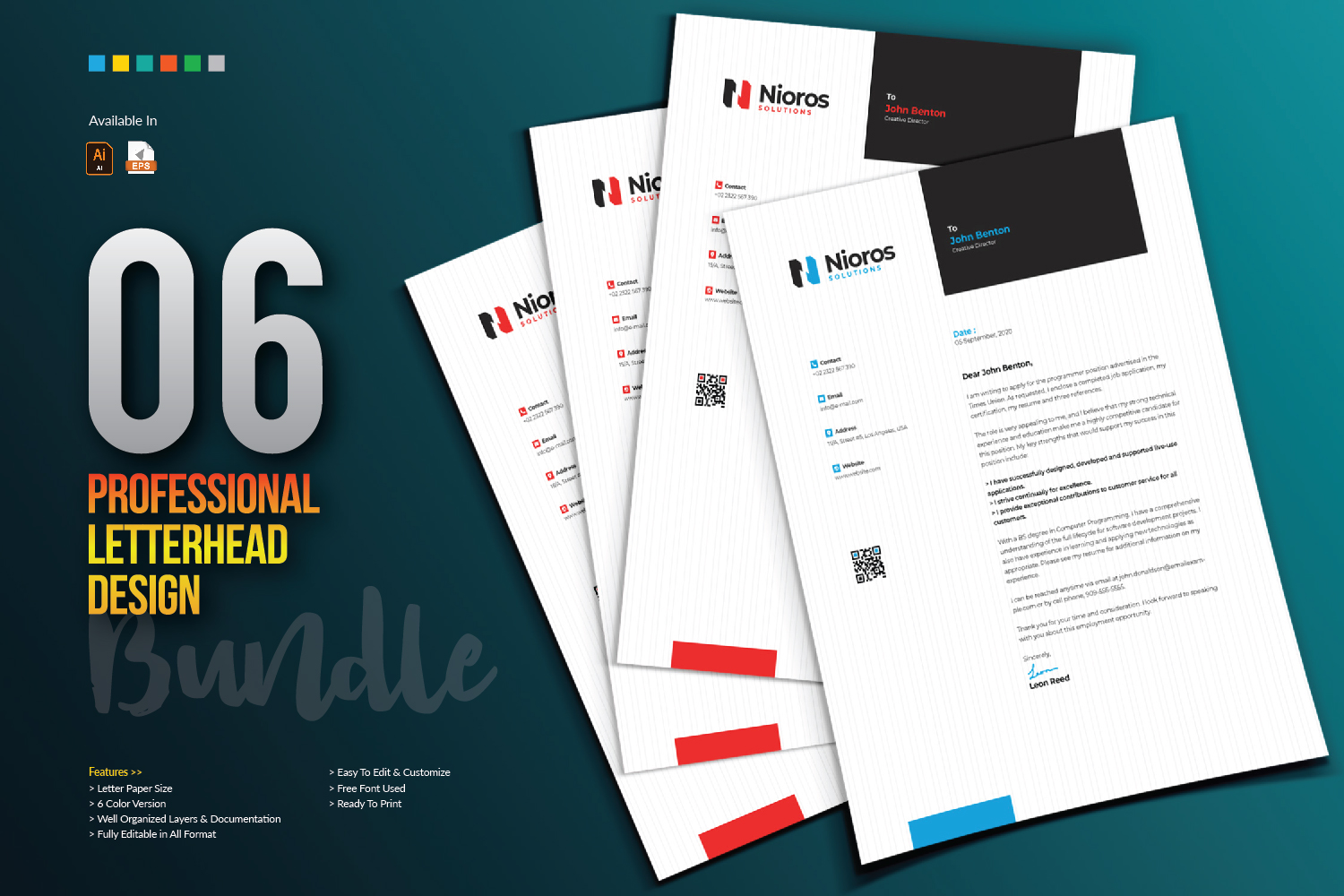 Download Фирменный стиль "Letterhead Design - Corporate Identity Template" / Letterhead Design - Corporate Identity Template - Фирменный стиль на тему графика letterhead design template bundle creative brand branding identity stationery corporate business company abstract clean professional minimal minimalist blue red