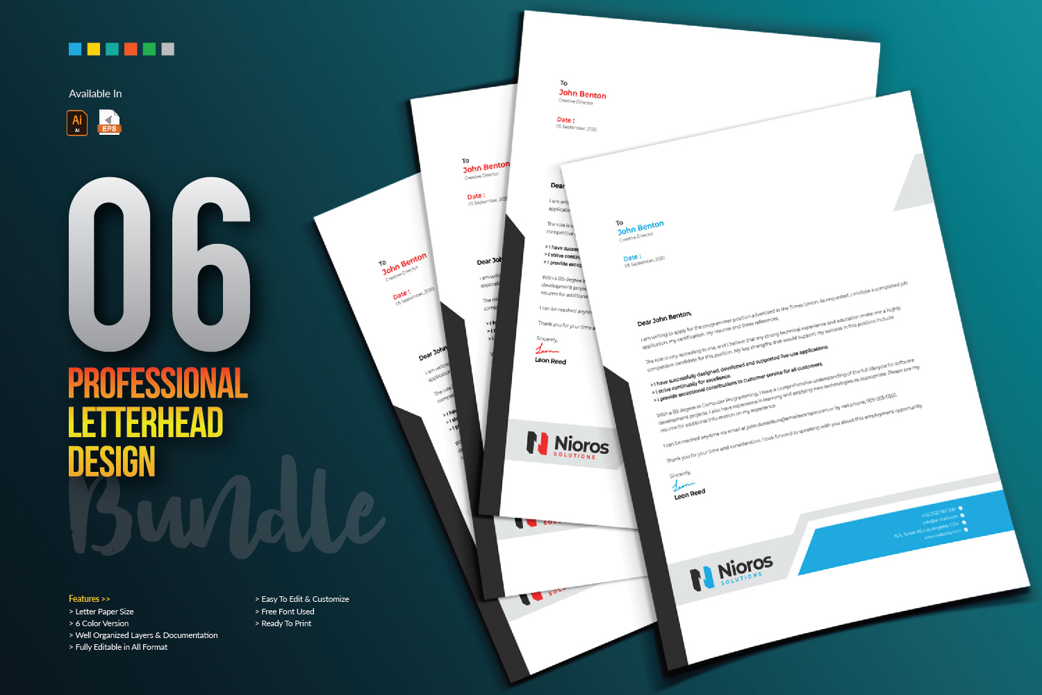 Download Фирменный стиль "Letterhead Design - Corporate Identity Template" / Letterhead Design - Corporate Identity Template - Фирменный стиль на тему графика letterhead design template bundle creative corporate brand branding clean stationery professional minimal minimalist cool abstract letter print blue business company
