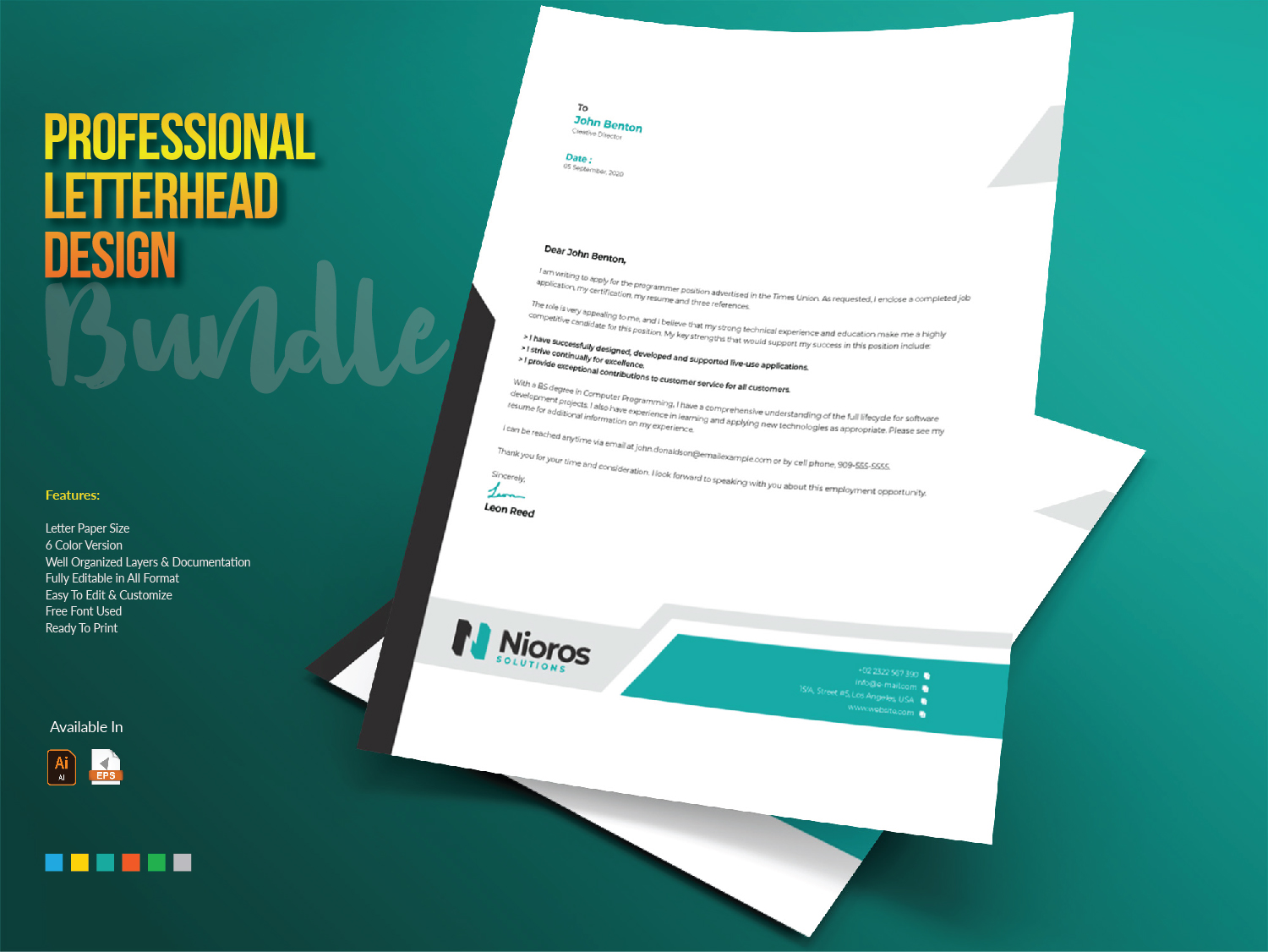 Download Фирменный стиль "Letterhead Design - Corporate Identity Template" / Letterhead Design - Corporate Identity Template - Фирменный стиль на тему графика letterhead design template bundle creative corporate brand branding clean stationery professional minimal minimalist cool abstract letter print blue business company