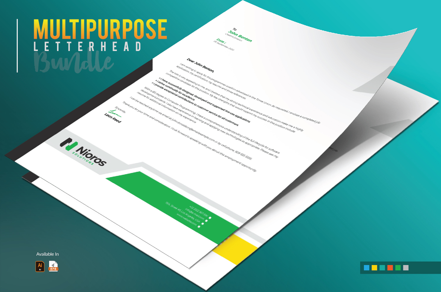 Download Фирменный стиль "Letterhead Design - Corporate Identity Template" / Letterhead Design - Corporate Identity Template - Фирменный стиль на тему графика letterhead design template bundle creative corporate brand branding clean stationery professional minimal minimalist cool abstract letter print blue business company