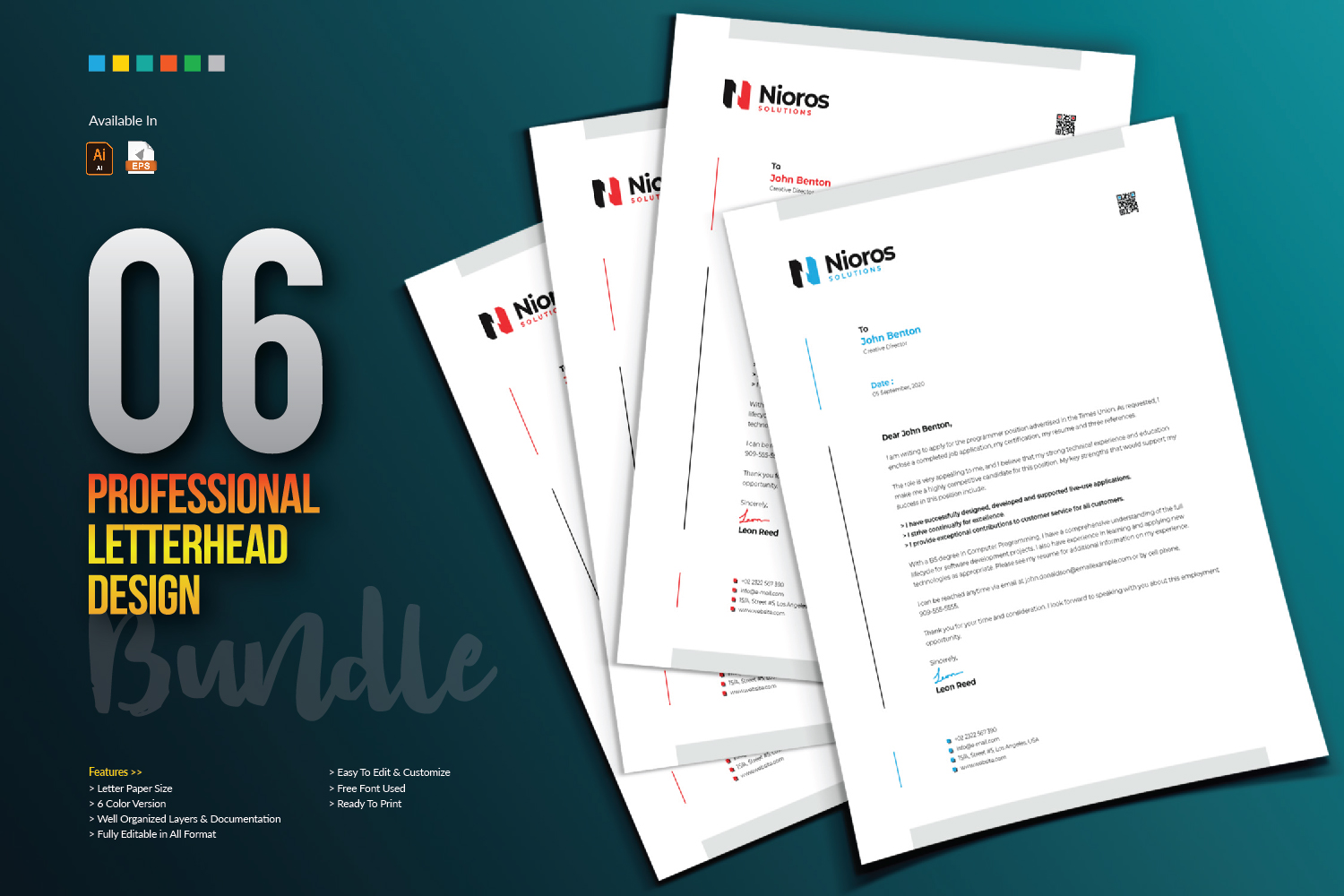 Download Фирменный стиль "Letterhead Design - Corporate Identity Template" / Letterhead Design - Corporate Identity Template - Фирменный стиль на тему графика letterhead design template bundle creative cool clean professional blue corporate business company letter print abstract minimal minimalist brand identity stationery