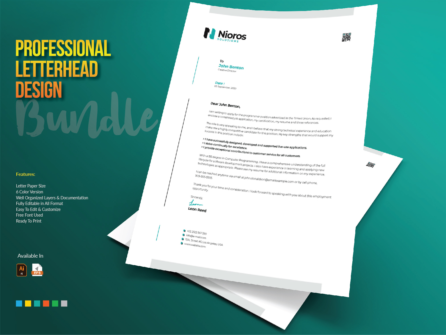 Download Фирменный стиль "Letterhead Design - Corporate Identity Template" / Letterhead Design - Corporate Identity Template - Фирменный стиль на тему графика letterhead design template bundle creative cool clean professional blue corporate business company letter print abstract minimal minimalist brand identity stationery