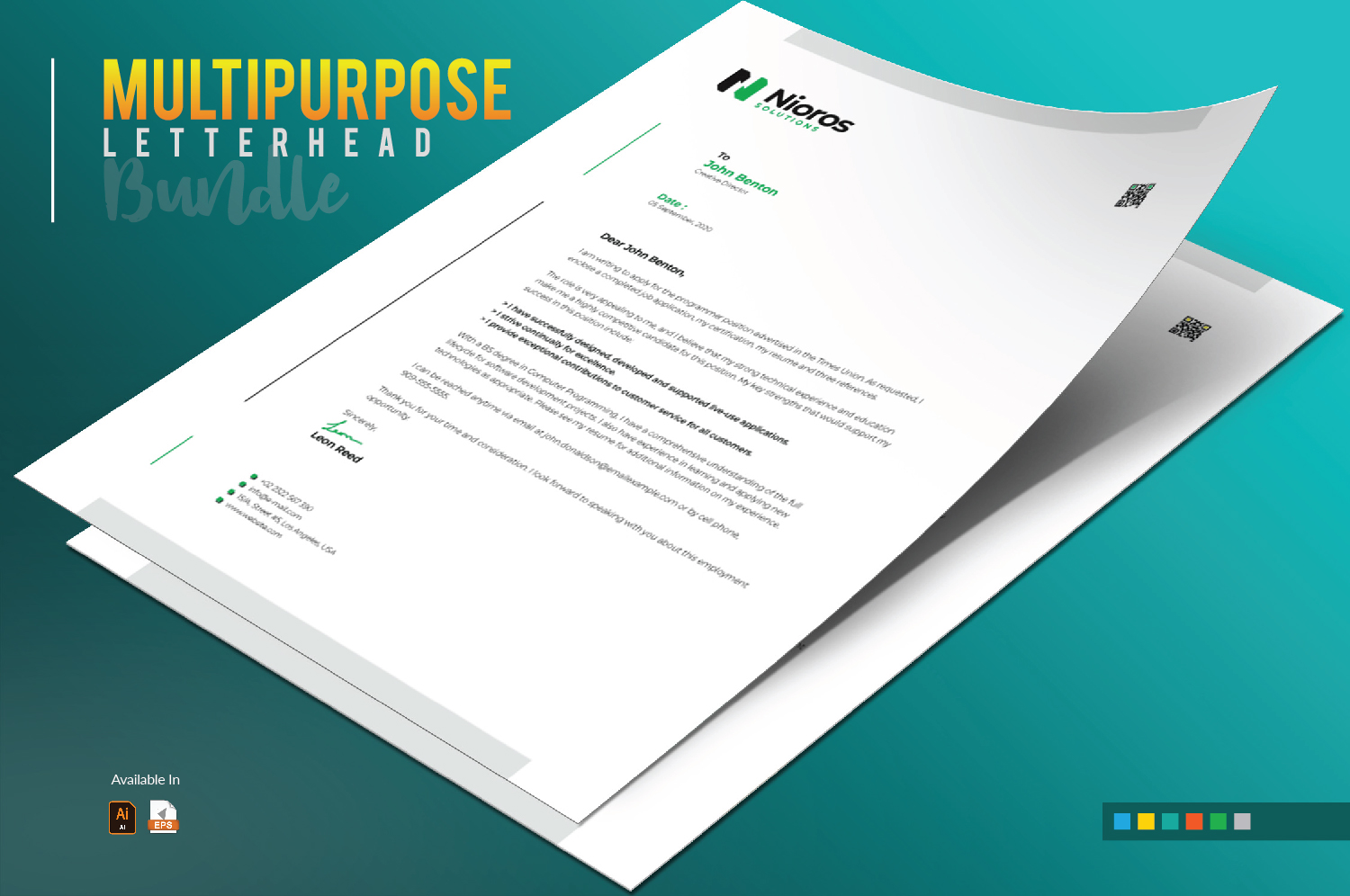 Download Фирменный стиль "Letterhead Design - Corporate Identity Template" / Letterhead Design - Corporate Identity Template - Фирменный стиль на тему графика letterhead design template bundle creative cool clean professional blue corporate business company letter print abstract minimal minimalist brand identity stationery