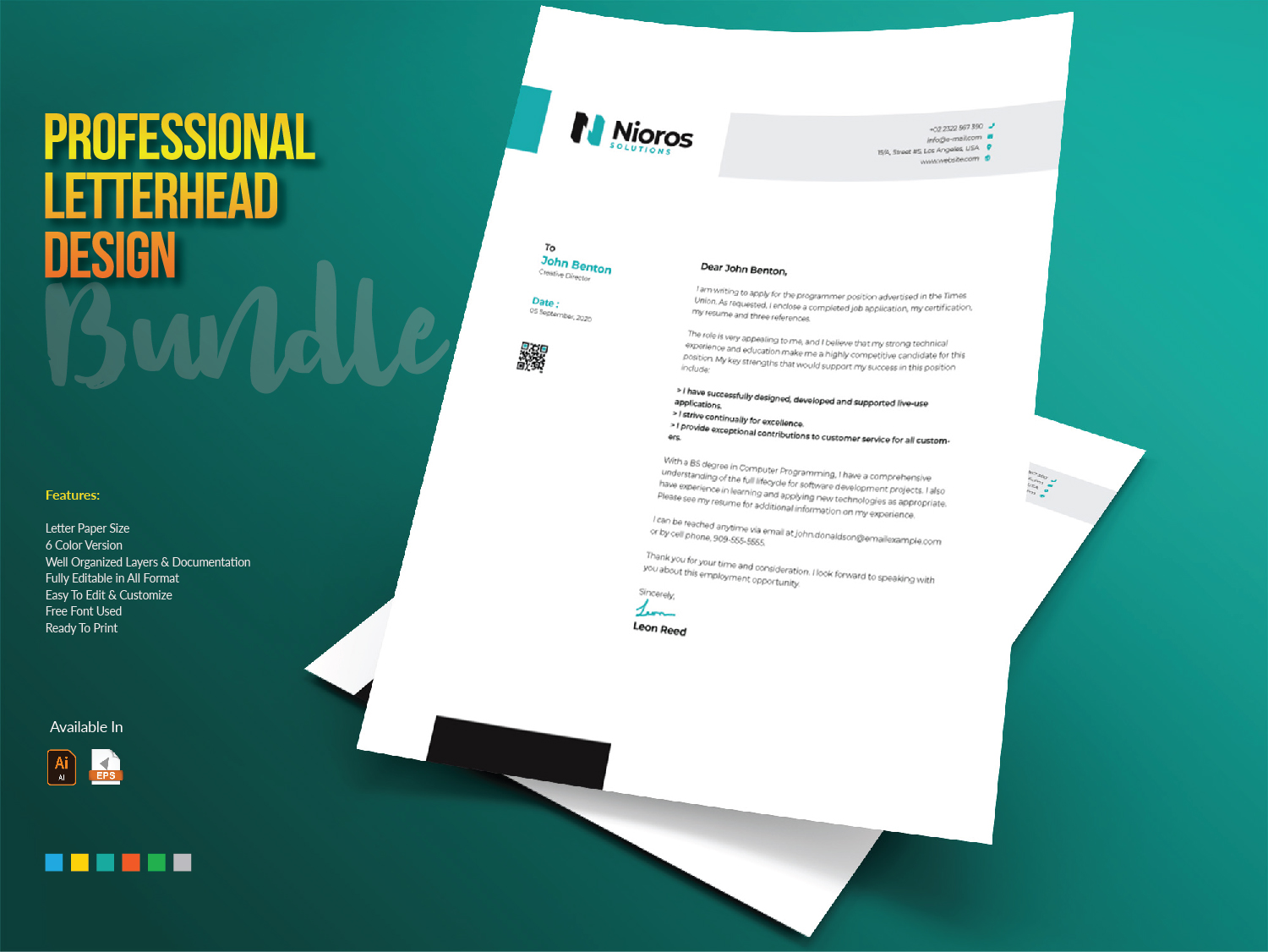 Download Фирменный стиль "Letterhead Design - Corporate Identity Template" / Letterhead Design - Corporate Identity Template - Фирменный стиль на тему графика letterhead design template bundle creative clean professional simple abstract minimal minimalist brand branding identity blue red print letter stationery