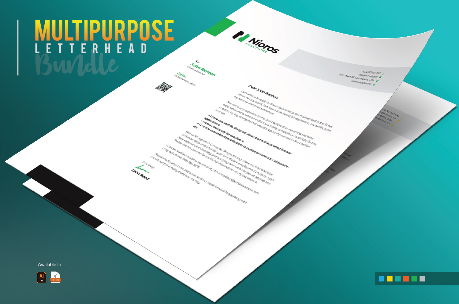 Download Фирменный стиль "Letterhead Design - Corporate Identity Template" / Letterhead Design - Corporate Identity Template - Фирменный стиль на тему графика letterhead design template bundle creative clean professional simple abstract minimal minimalist brand branding identity blue red print letter stationery