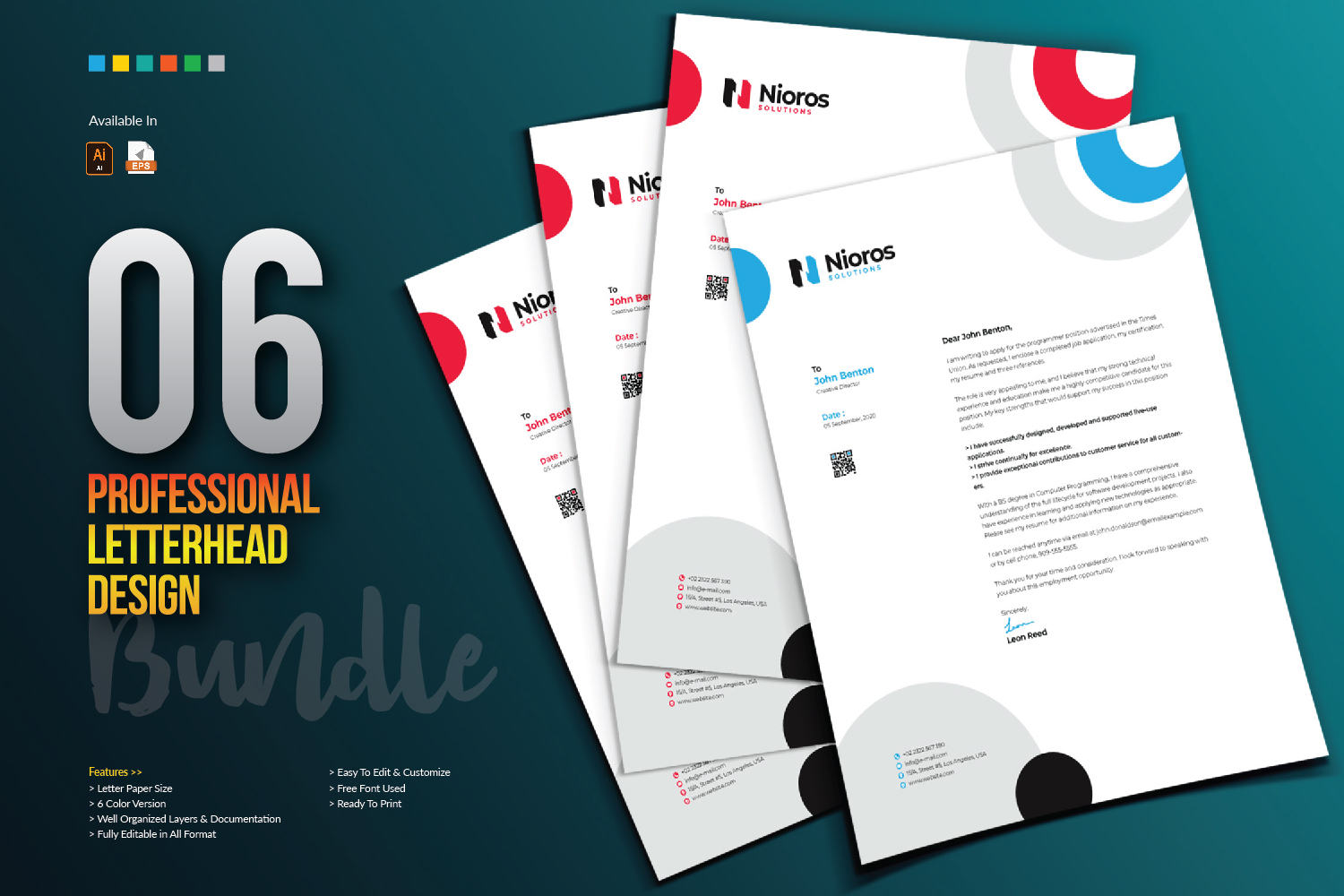 Download Фирменный стиль "Letterhead Design - Corporate Identity Template" / Letterhead Design - Corporate Identity Template - Фирменный стиль на тему графика letterhead design template bundle creative corporate abstract clean simple minimal minimalist brand identity branding business company letter print stationery