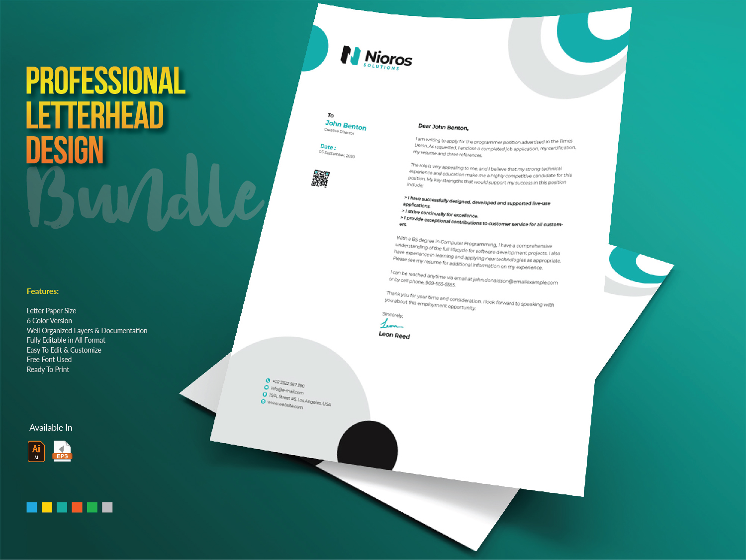 Download Фирменный стиль "Letterhead Design - Corporate Identity Template" / Letterhead Design - Corporate Identity Template - Фирменный стиль на тему графика letterhead design template bundle creative corporate abstract clean simple minimal minimalist brand identity branding business company letter print stationery