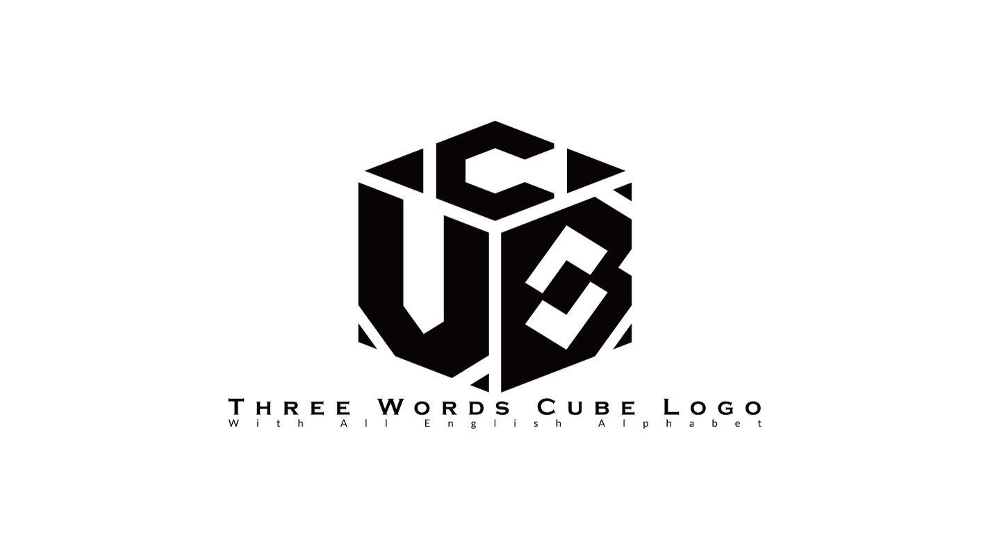 Download Шаблон логотипа "Three Words Cude Logo Template" / Three Words Cude Logo Template - Шаблон логотипа на тему графика words,english,alphabet,cube,capital,design,style,a-z,color,black,white