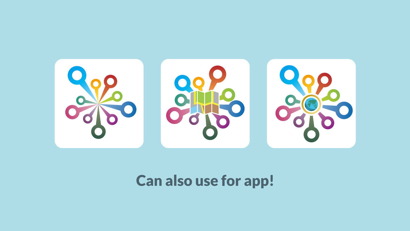 Download Шаблон логотипа "Pin Map Logo Template" / Pin Map Logo Template - Шаблон логотипа на тему графика pin,point,map,earth,circle,app,application,travel,geometric,color,black,white