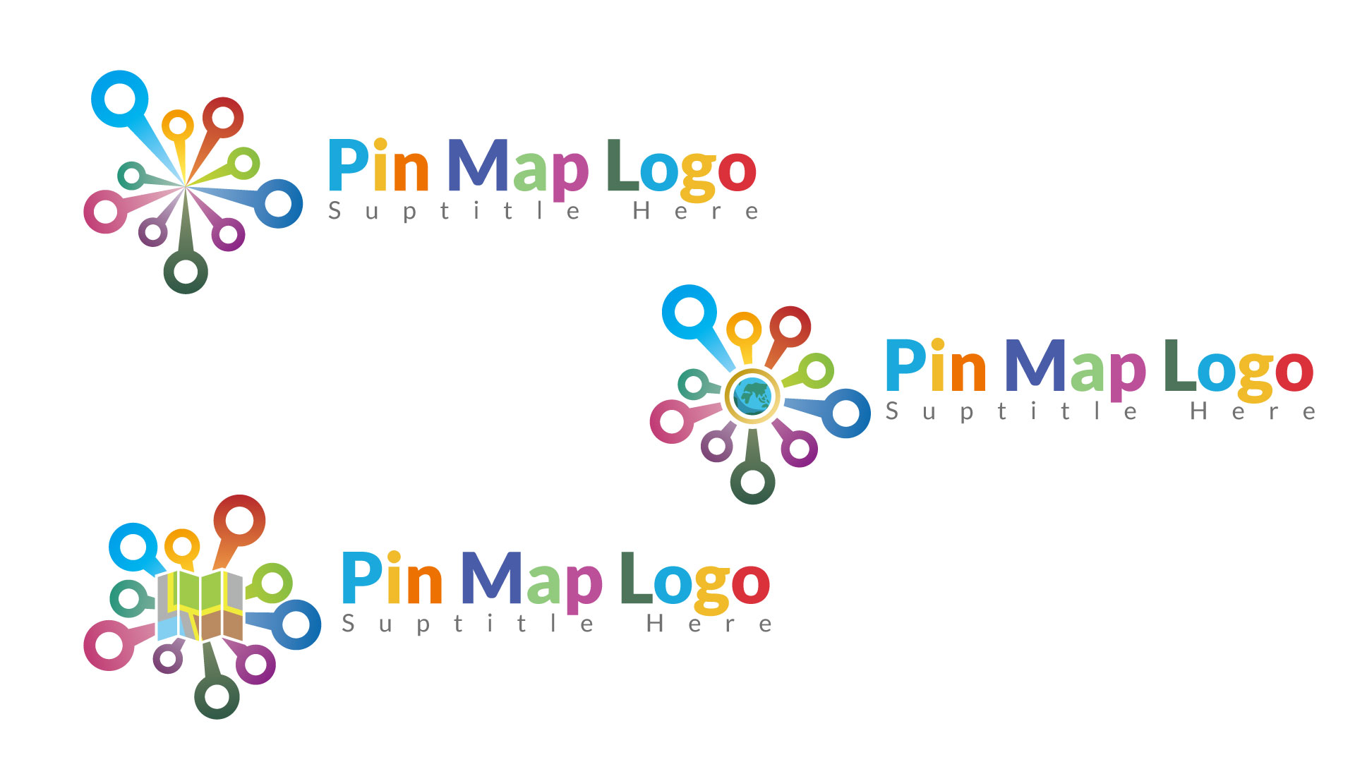Download Шаблон логотипа "Pin Map Logo Template" / Pin Map Logo Template - Шаблон логотипа на тему графика pin,point,map,earth,circle,app,application,travel,geometric,color,black,white
