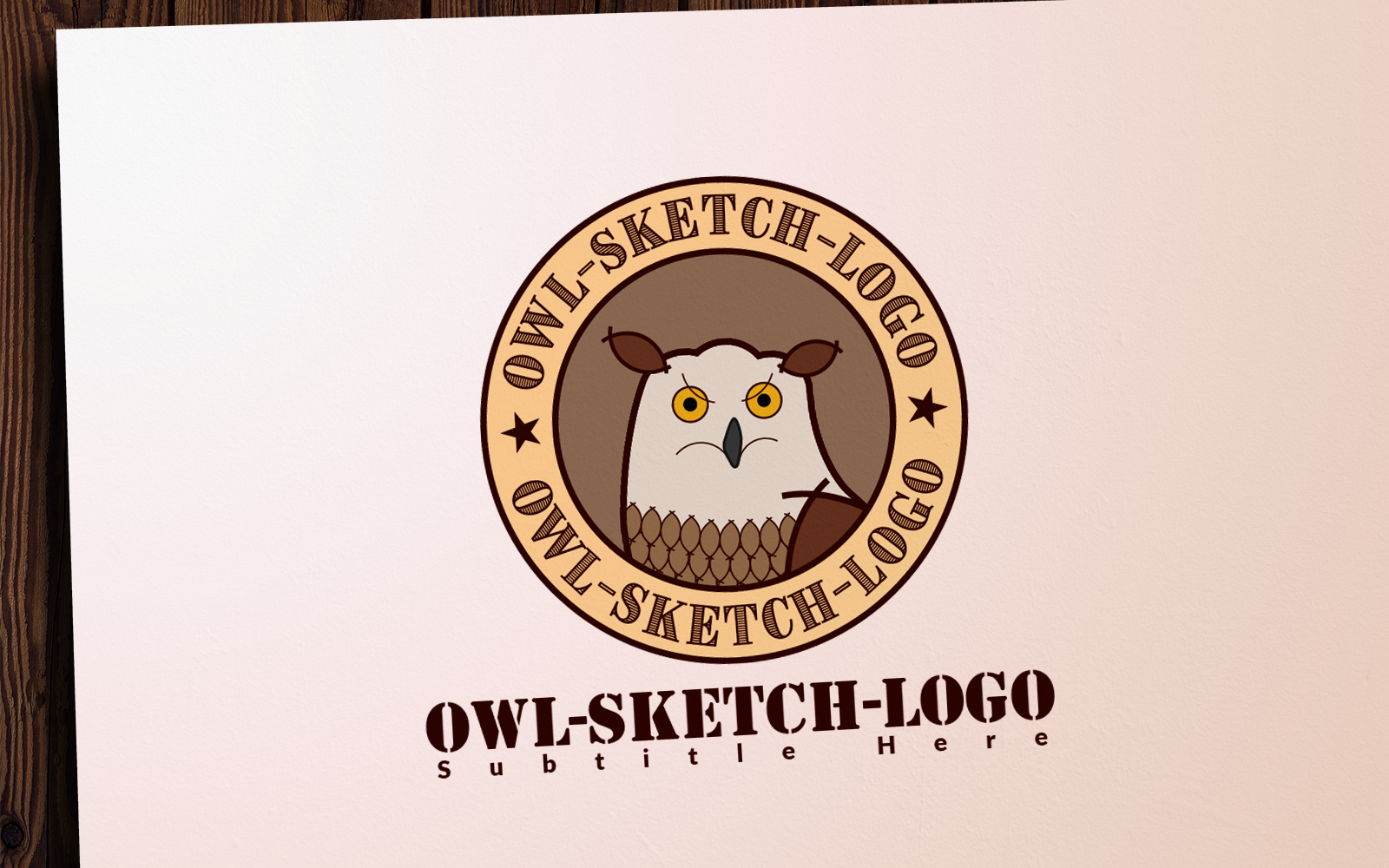 Download Шаблон логотипа "Owl Sketch Logo Template" / Owl Sketch Logo Template - Шаблон логотипа на тему графика owl,animal,retro,circle,brown,draft,cafe,restaurant,bookstore,product,color,black,white