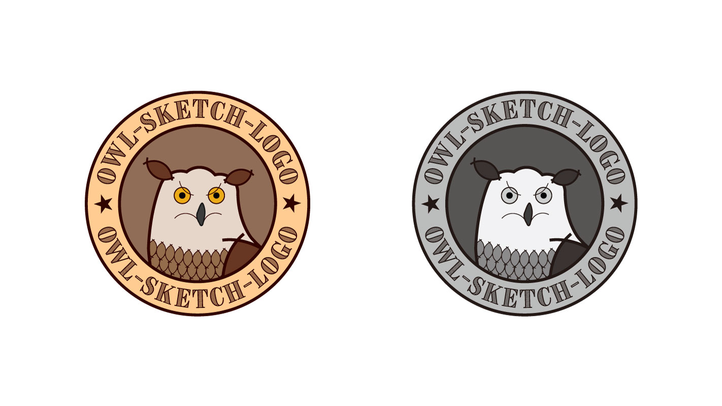 Download Шаблон логотипа "Owl Sketch Logo Template" / Owl Sketch Logo Template - Шаблон логотипа на тему графика owl,animal,retro,circle,brown,draft,cafe,restaurant,bookstore,product,color,black,white