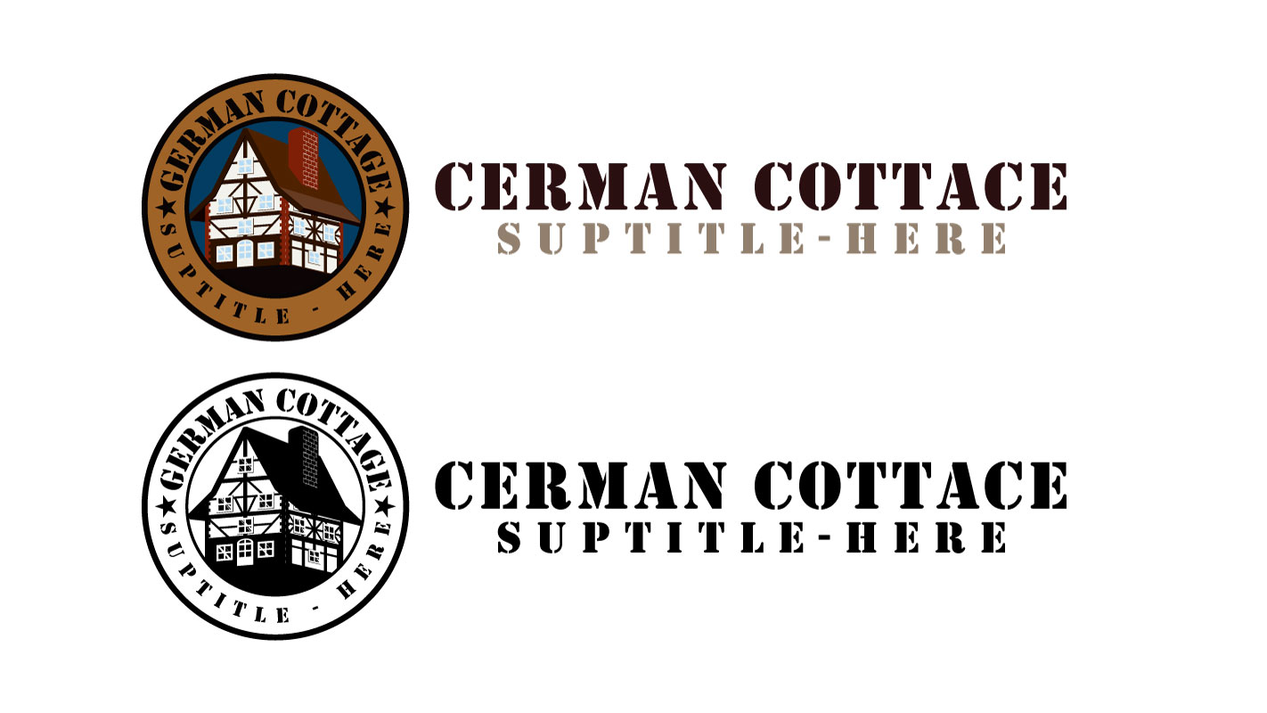Download Шаблон логотипа "German Cottage Logo Template" / German Cottage Logo Template - Шаблон логотипа на тему графика hotel,bar,restaurant,retro,boardgame,emblem,cafe,german,cottage,house,circle,black,white,color