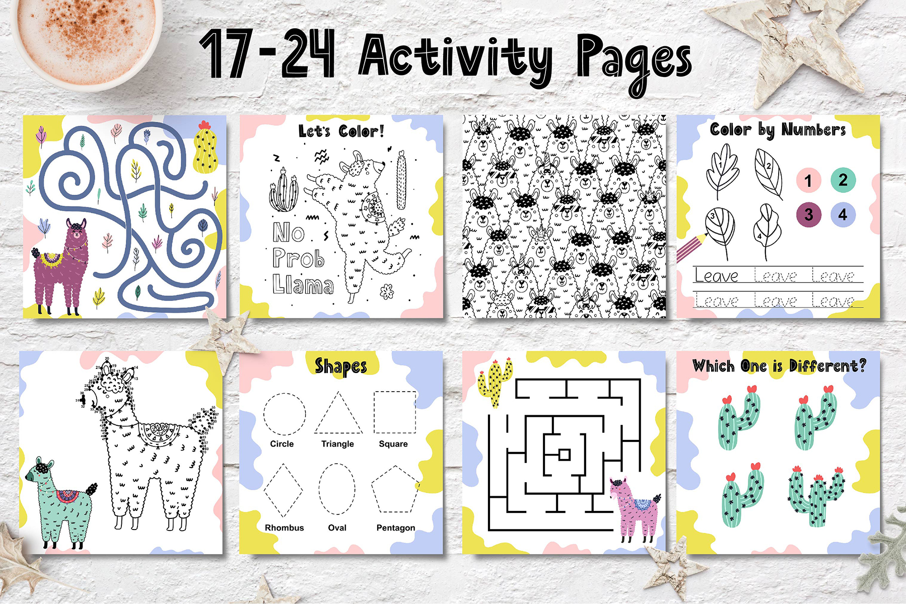 Download Иллюстрация "Llama Activities Collection - Illustration" / Llama Activities Collection - Illustration - Иллюстрация на тему графика activity,page,book,kids,maze,game,printable,dot,connect,labyrinth,coloring,puzzle,worksheet,llama,learning,collection,preschool,toddler,education,kindergarten