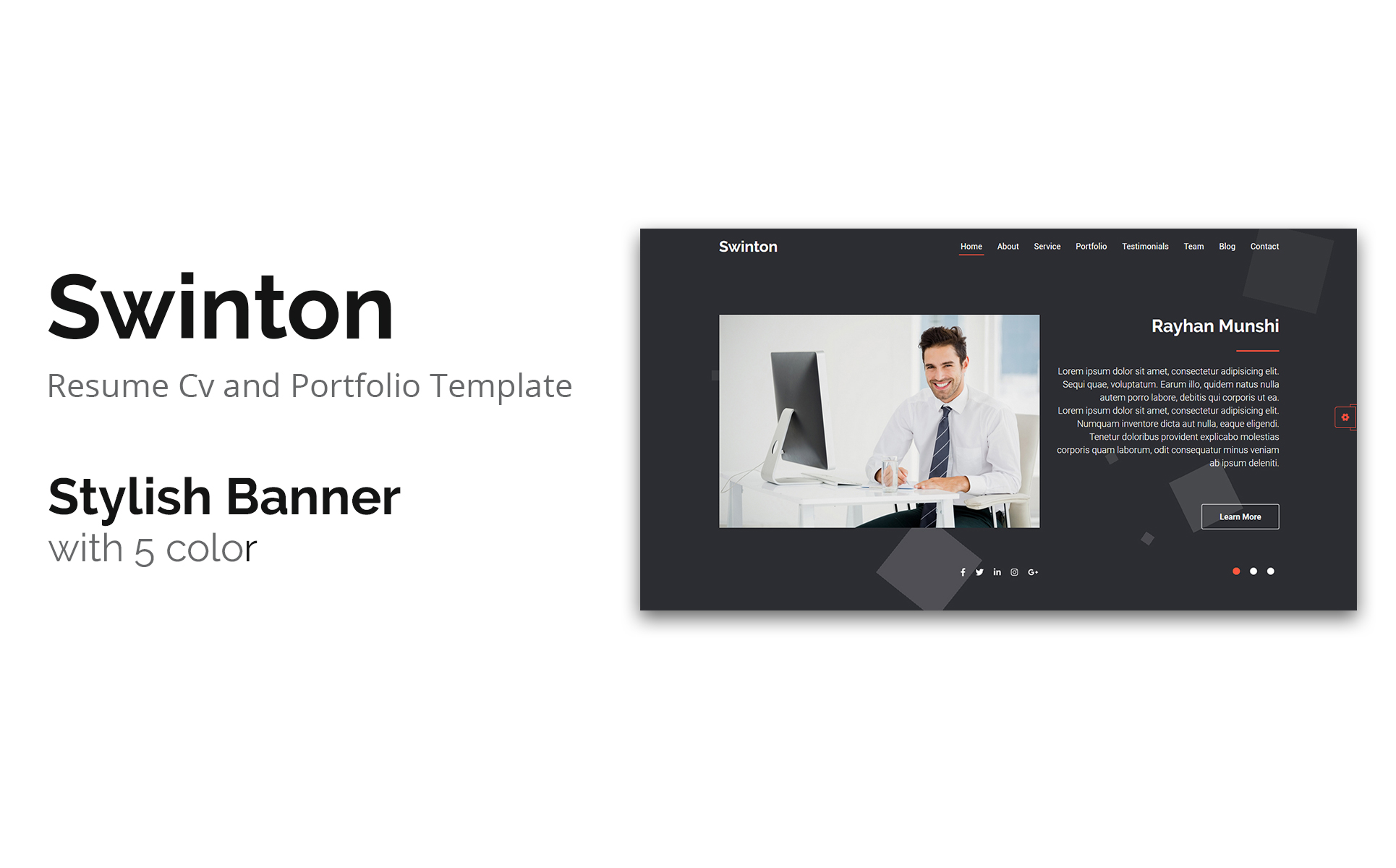 Swinton | Resume Cv and Portfolio Landing Page Template