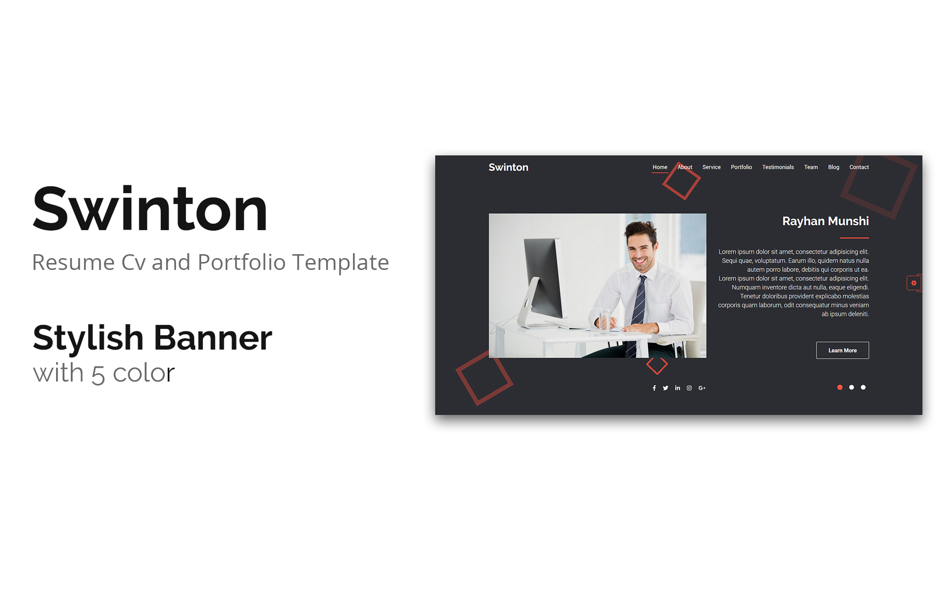 Swinton | Resume Cv and Portfolio Landing Page Template
