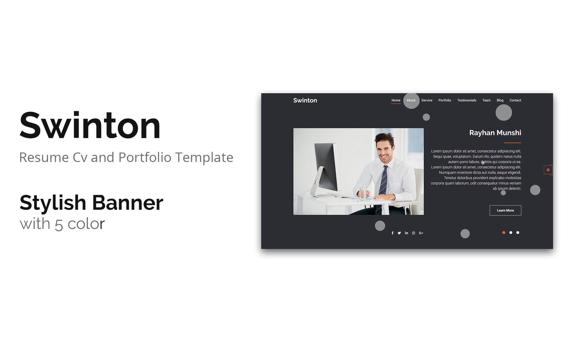 Swinton | Resume Cv and Portfolio Landing Page Template