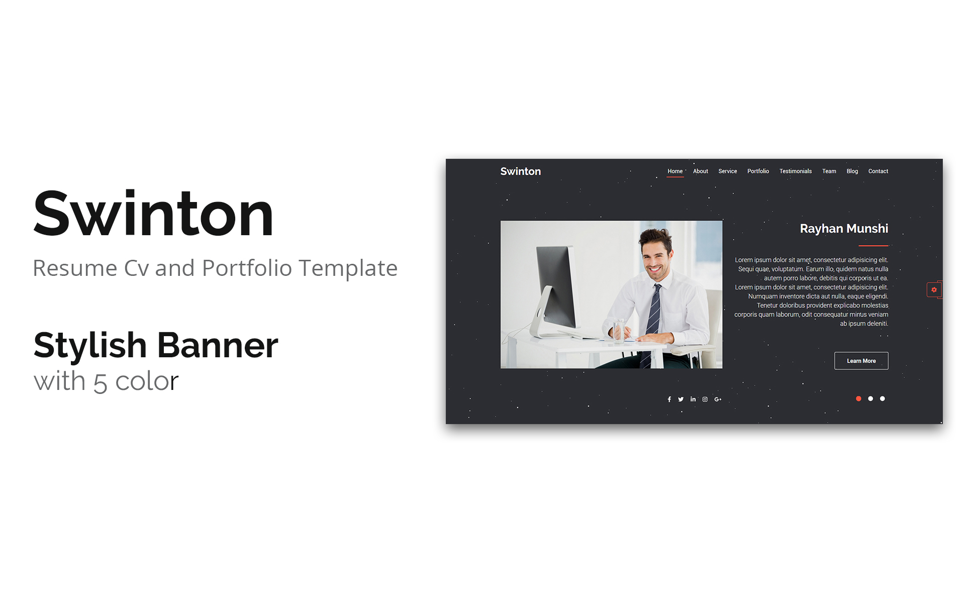 Swinton | Resume Cv and Portfolio Landing Page Template