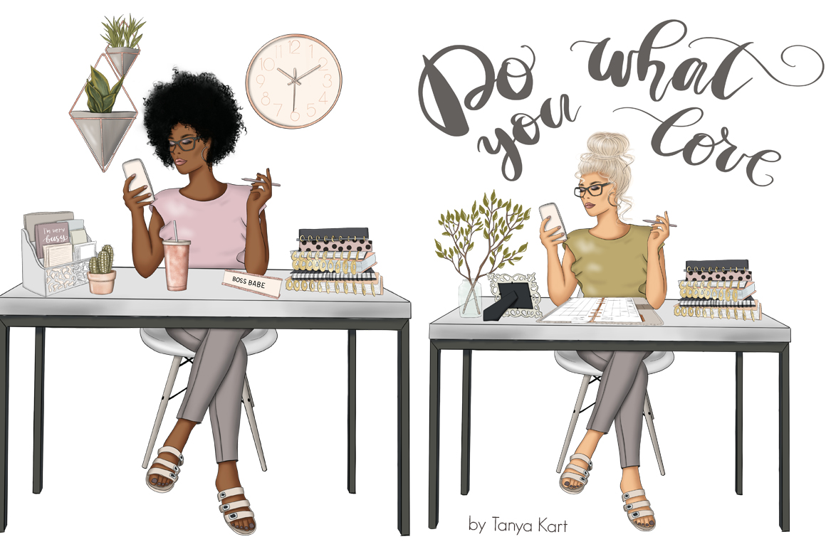 Download Иллюстрация "Do What You Love Clipart - Illustration" / Do What You Love Clipart - Illustration - Иллюстрация на тему графика planner stickers fashion illustration watercolor clipart girl afro babe boss planning life handdrawn graphics sublimation site texture bloging working