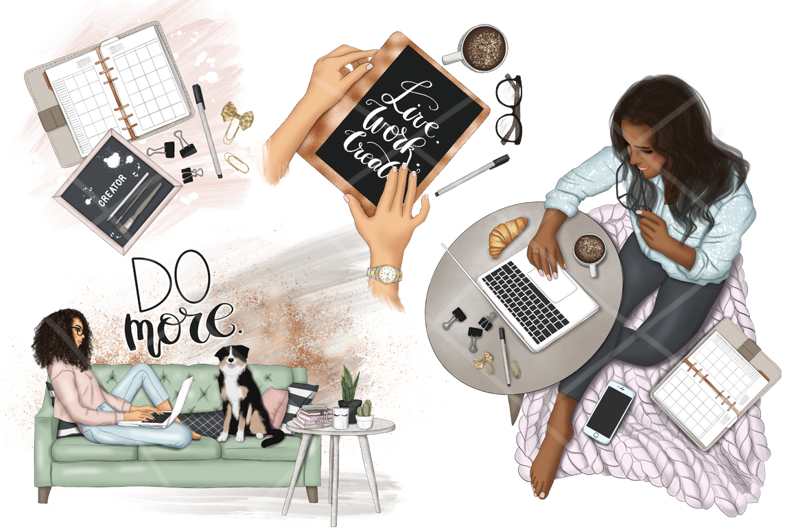 Download Иллюстрация "Do More Clipart & Seamless Patterns - Illustration" / Do More Clipart & Seamless Patterns - Illustration - Иллюстрация на тему графика clipart girls girly planner drawn fashion elements handlettering boss seamless patterns creator work business invitation