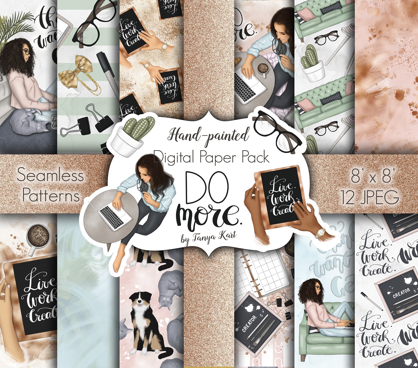 Download Иллюстрация "Do More Clipart & Seamless Patterns - Illustration" / Do More Clipart & Seamless Patterns - Illustration - Иллюстрация на тему графика clipart girls girly planner drawn fashion elements handlettering boss seamless patterns creator work business invitation