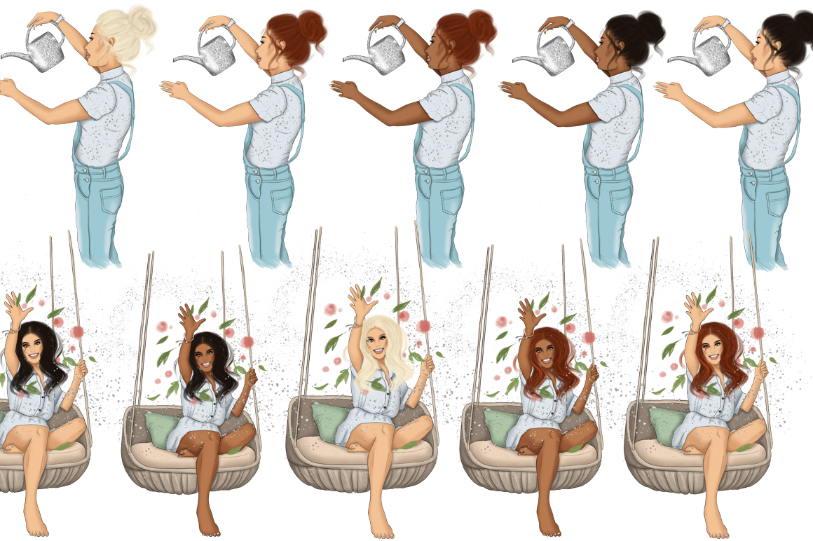 Download Иллюстрация "Plant Lady Clipart & Patterns - Illustration" / Plant Lady Clipart & Patterns - Illustration - Иллюстрация на тему графика plant lady graphic design illustrations patterns texture spring summer greenhouse garden leaf floral flowers blogger sticker planner girls scrapbooking clipart