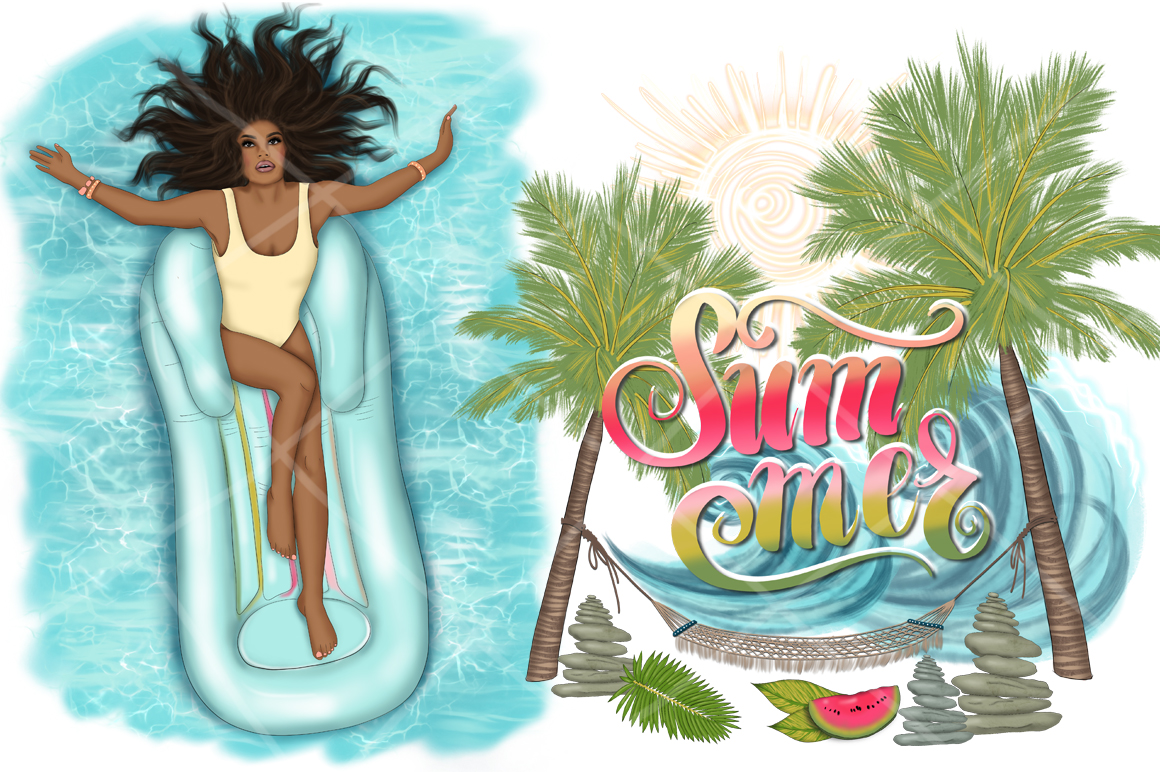 Download Иллюстрация "Summer Collection Clipart & Patterns - Illustration" / Summer Collection Clipart & Patterns - Illustration - Иллюстрация на тему графика summer stickers illustration girls clipart beach vacation sea travel fruits invitation planner design seamless patterns camp adventure hawaii swimming summertime