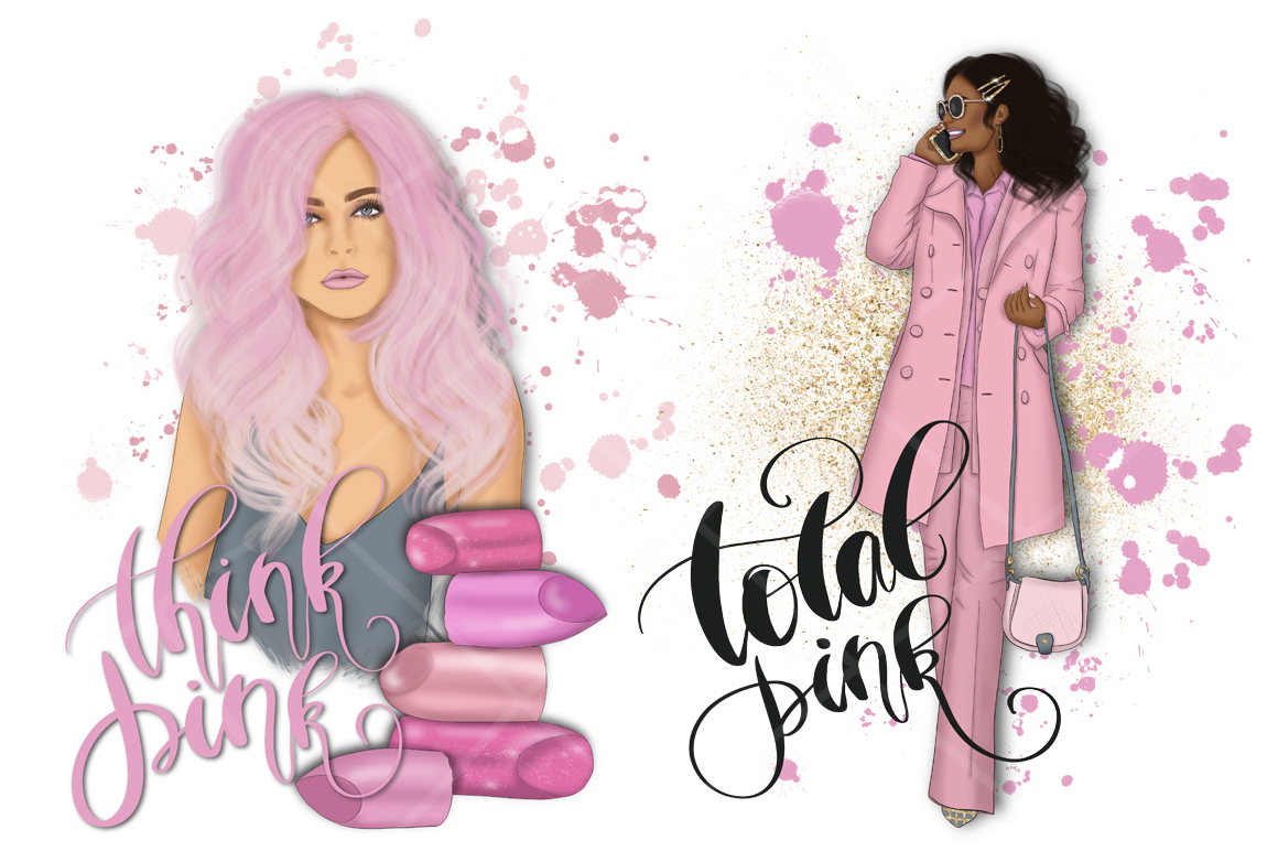 Download Иллюстрация "Think Pink Clipart & Patterns - Illustration" / Think Pink Clipart & Patterns - Illustration - Иллюстрация на тему графика girls blog graphics fashion clipart think pink planner for stickers diy illustration birthday invitation girly love blogger