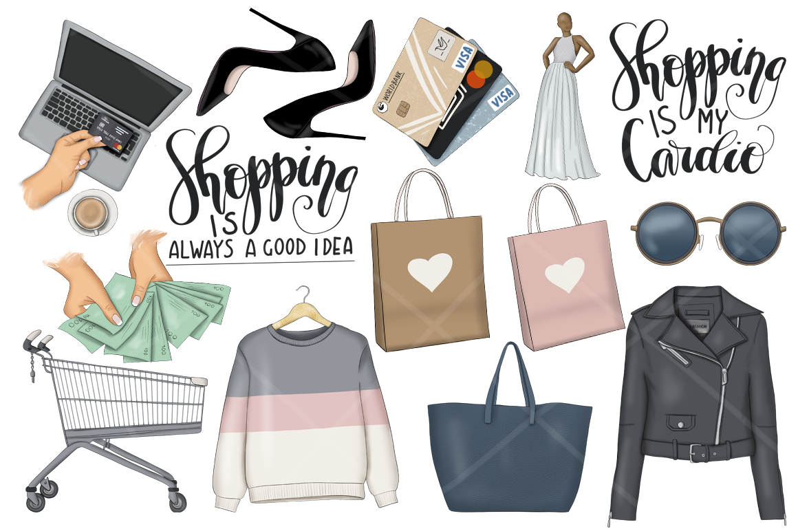 Download Иллюстрация "Shopping Is My Cardio Clipart & Patterns - Illustration" / Shopping Is My Cardio Clipart & Patterns - Illustration - Иллюстрация на тему графика shopping,sale,black,friday,cardio,girls,surface,pattern,paper,digital,illustration,fashion,blog,clipart,dress,clothing,cyber,monday,planner,stickers