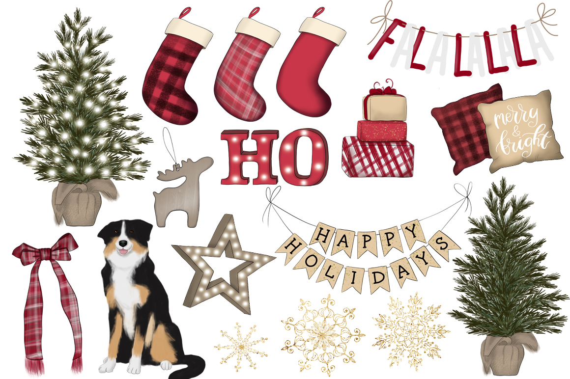 Download Иллюстрация "Jingle All The Way Design Kit - Illustration" / Jingle All The Way Design Kit - Illustration - Иллюстрация на тему графика noel golden heart bird christmas winter xmas new year snowflakes merry pattern paper clipart scrapbook deer cozy dog girls lettering