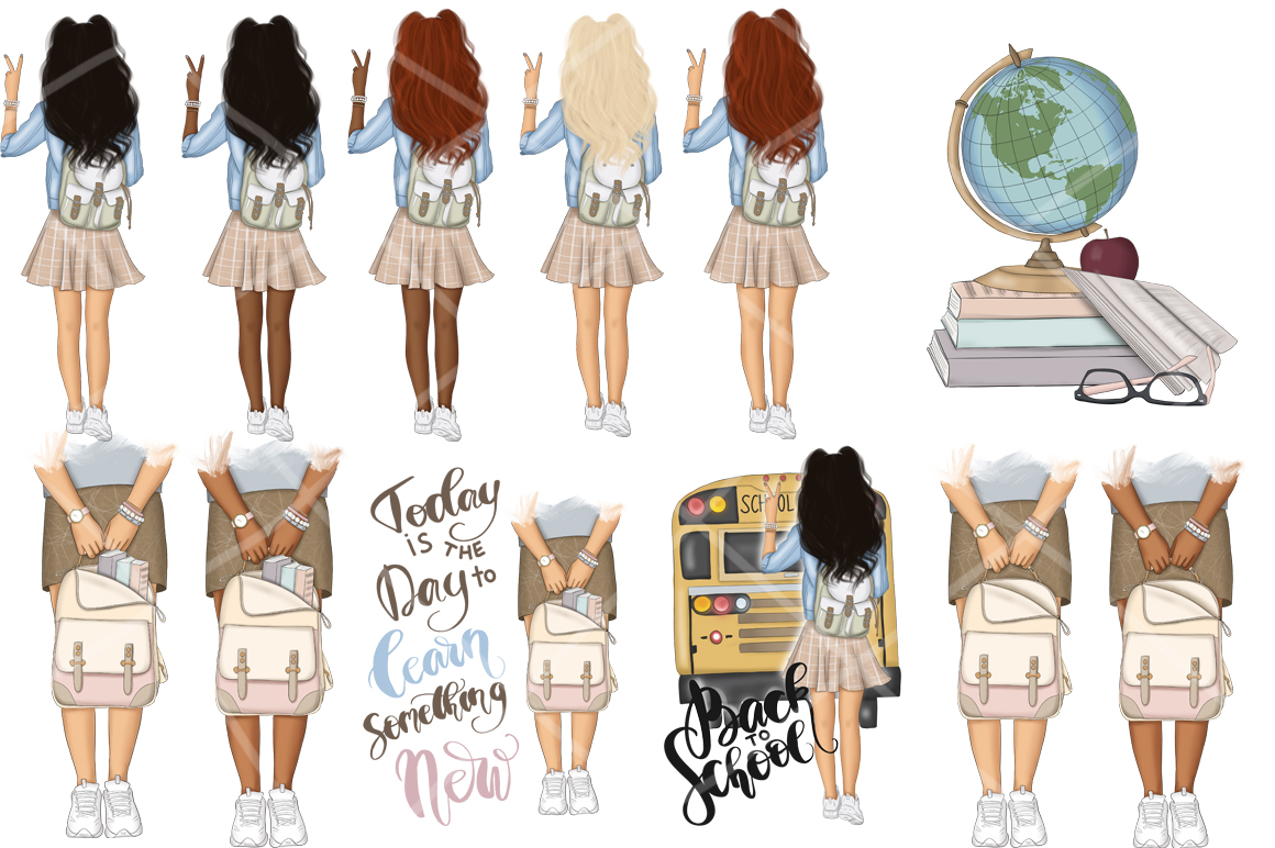 Download Иллюстрация "Back To School Clipart & Patterns - Illustration" / Back To School Clipart & Patterns - Illustration - Иллюстрация на тему графика lettering,school,planner,stickers,sublimation,web,blog,schoolgirl,bus,patterned,surface,university,invitation,supplies,teacher,backpack,study,paper,clipart,autumn