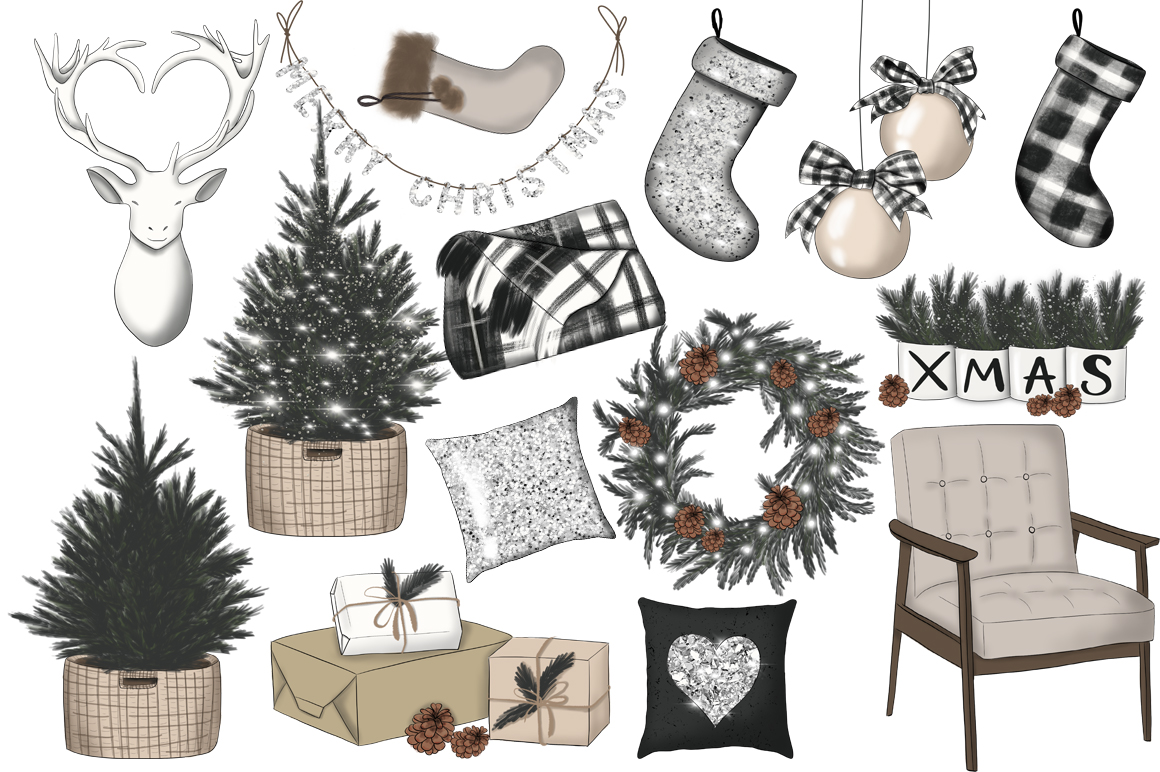 Download Иллюстрация "A Very Plaid Christmas Design Kit - Illustration" / A Very Plaid Christmas Design Kit - Illustration - Иллюстрация на тему графика plais,tree,silver,christmas,xmas,winter,pattern,paper,clipart,girls,scrapbook,lettering,blog,illustration,planner,sticker,sublimation,holiday,digital,fashion