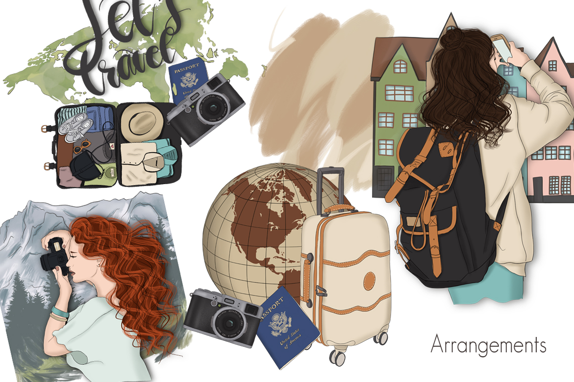 Download Иллюстрация "Adventure More Hand Drawn Design Kit - Illustration" / Adventure More Hand Drawn Design Kit - Illustration - Иллюстрация на тему графика adventure,stickers,blog,clipart,girls,travel,illustration,planning,summer,tourism,world,trip,map,explore,vacation,journey,pattern,paper,mountains,fashion