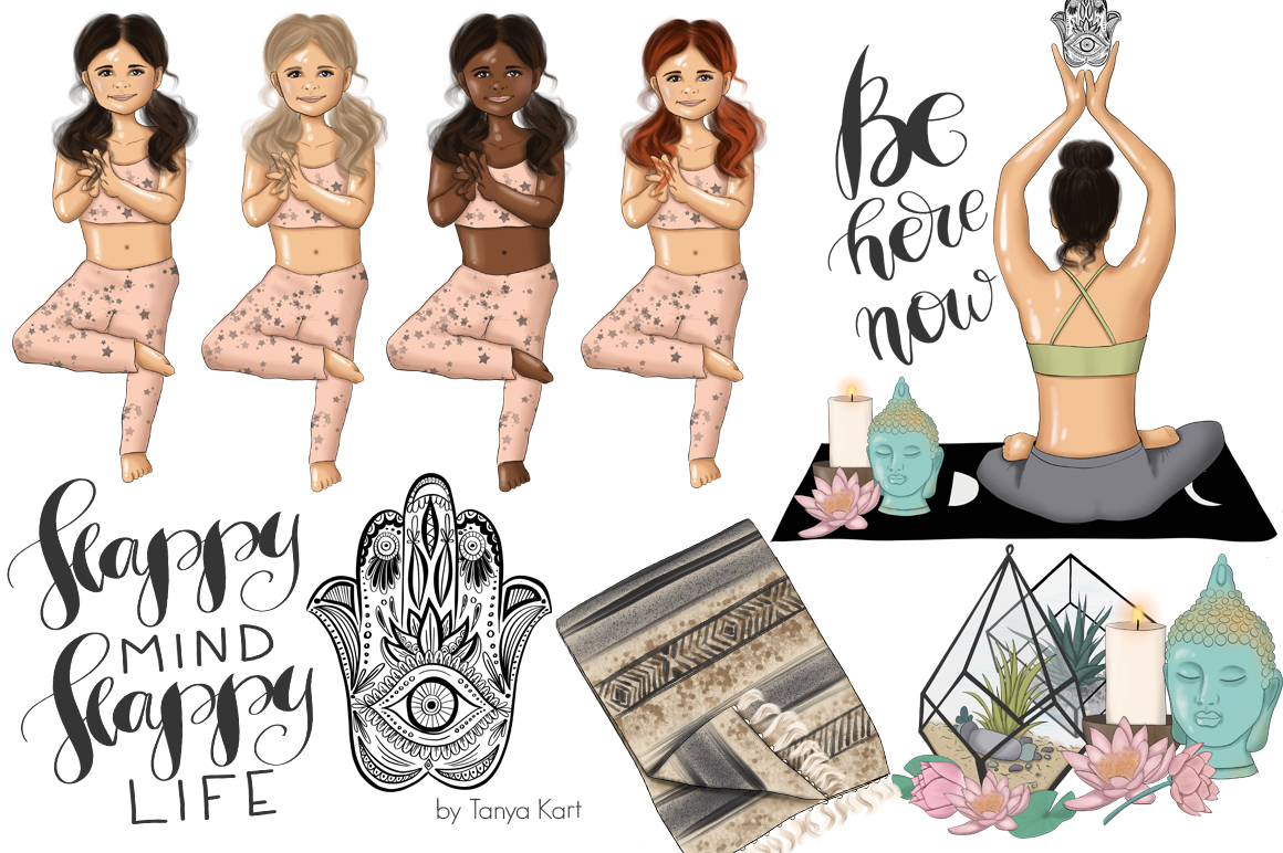 Download Иллюстрация "Namaste With You Clipart & Patterns - Illustration" / Namaste With You Clipart & Patterns - Illustration - Иллюстрация на тему графика namaste,yoga,meditation,mat,woman,girls,children,clipart,pattern,om,lotus,buddha,lettering,healthy,gym,sport,pose,fitness,illustration,fashion