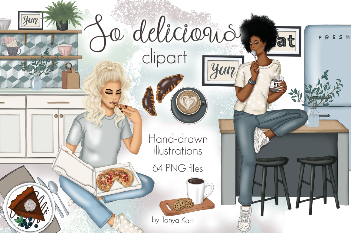 Download Иллюстрация "So Delicious Clipart & Patterns - Illustration" / So Delicious Clipart & Patterns - Illustration - Иллюстрация на тему графика fashion,illustration,planner,clipart,girl,interior,design,home,delicious,food,kitchen,pizza,blogger,scandi,surface,digital,paper,coffee,pattern,healthy