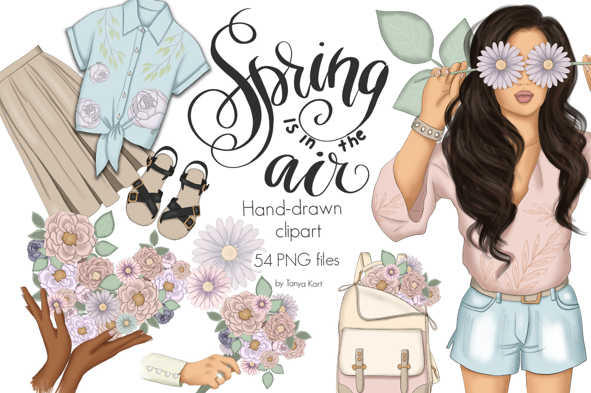 Download Иллюстрация "Spring Is In The Air Collection - Illustration" / Spring Is In The Air Collection - Illustration - Иллюстрация на тему графика spring,girls,floral,flowers,pattern,surface,fashion,paper,scrapbook,boss,summer,lettering,blog,texture,collection,clipart,web,icons,planner,sublimation