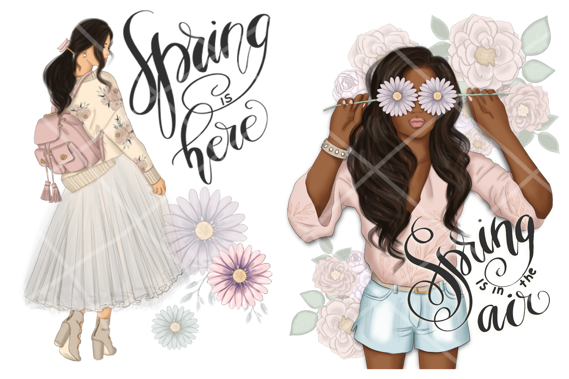 Download Иллюстрация "Spring Is In The Air Collection - Illustration" / Spring Is In The Air Collection - Illustration - Иллюстрация на тему графика spring,girls,floral,flowers,pattern,surface,fashion,paper,scrapbook,boss,summer,lettering,blog,texture,collection,clipart,web,icons,planner,sublimation