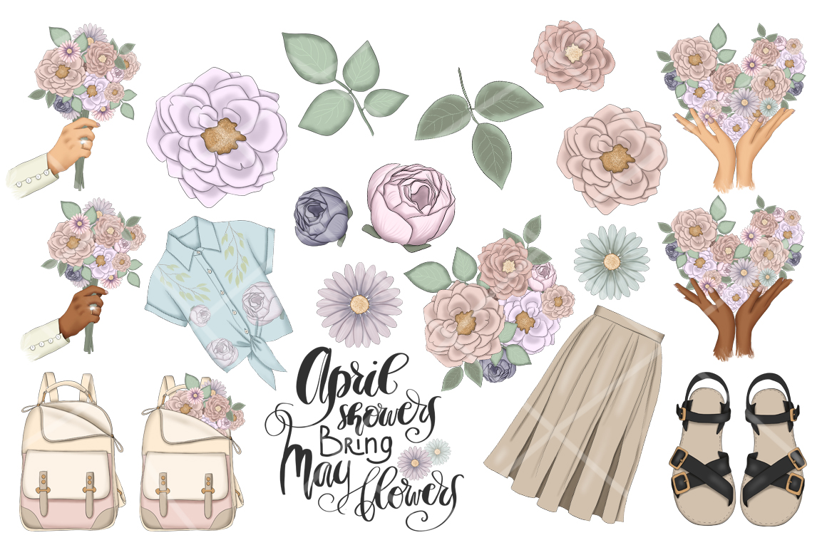 Download Иллюстрация "Spring Is In The Air Collection - Illustration" / Spring Is In The Air Collection - Illustration - Иллюстрация на тему графика spring,girls,floral,flowers,pattern,surface,fashion,paper,scrapbook,boss,summer,lettering,blog,texture,collection,clipart,web,icons,planner,sublimation