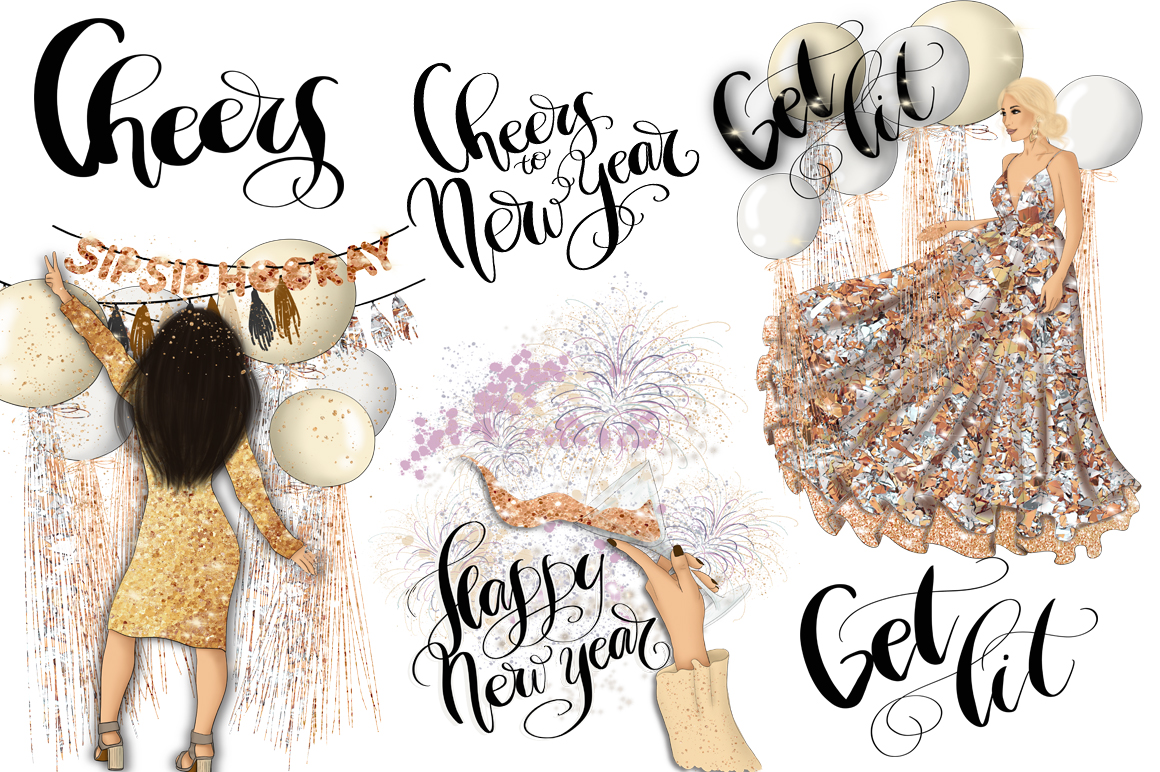 Download Иллюстрация "New Year Get Lit Design Kit - Illustration" / New Year Get Lit Design Kit - Illustration - Иллюстрация на тему графика new,year,get,lit,hand,painted,design,illustrations,seamless,patterns,winter,xmas,birthday,christmas,girl,woman,fashion,blogger,lettering,lady