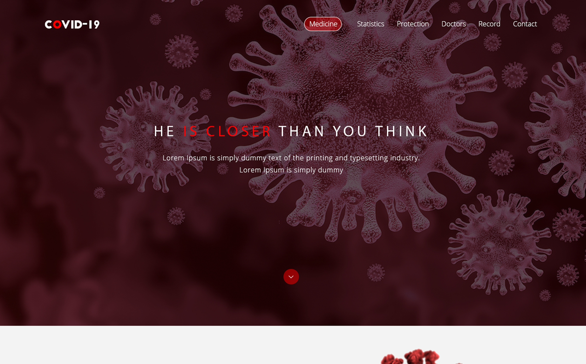 Download PSD шаблон "PSD Landing page / Coronavirus / COVID-19 PSD Template" / PSD Landing page / Coronavirus / COVID-19 PSD Template - PSD шаблон на тему веб-дизайн psd,template,coronavirus,covid-19,covid,medical,design,landing,page