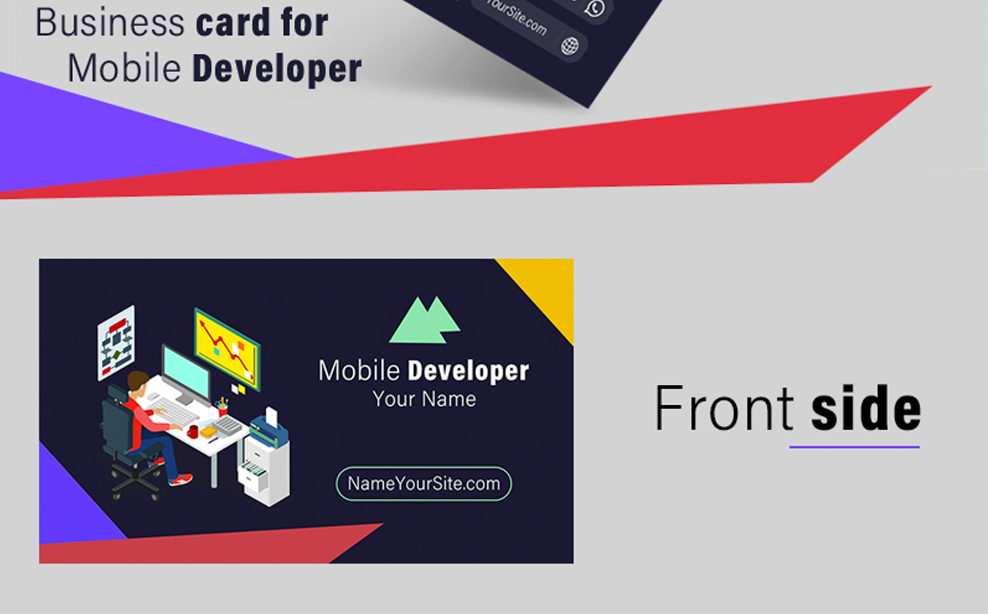 Download Фирменный стиль "Business card for Mobile Developer - Corporate Identity Template" / Business card for Mobile Developer - Corporate Identity Template - Фирменный стиль на тему графика card,businesscard,business,psd,templatepsd,template,forbusiness,developer,mobile,app,mobiledeveloper,file,filepsd