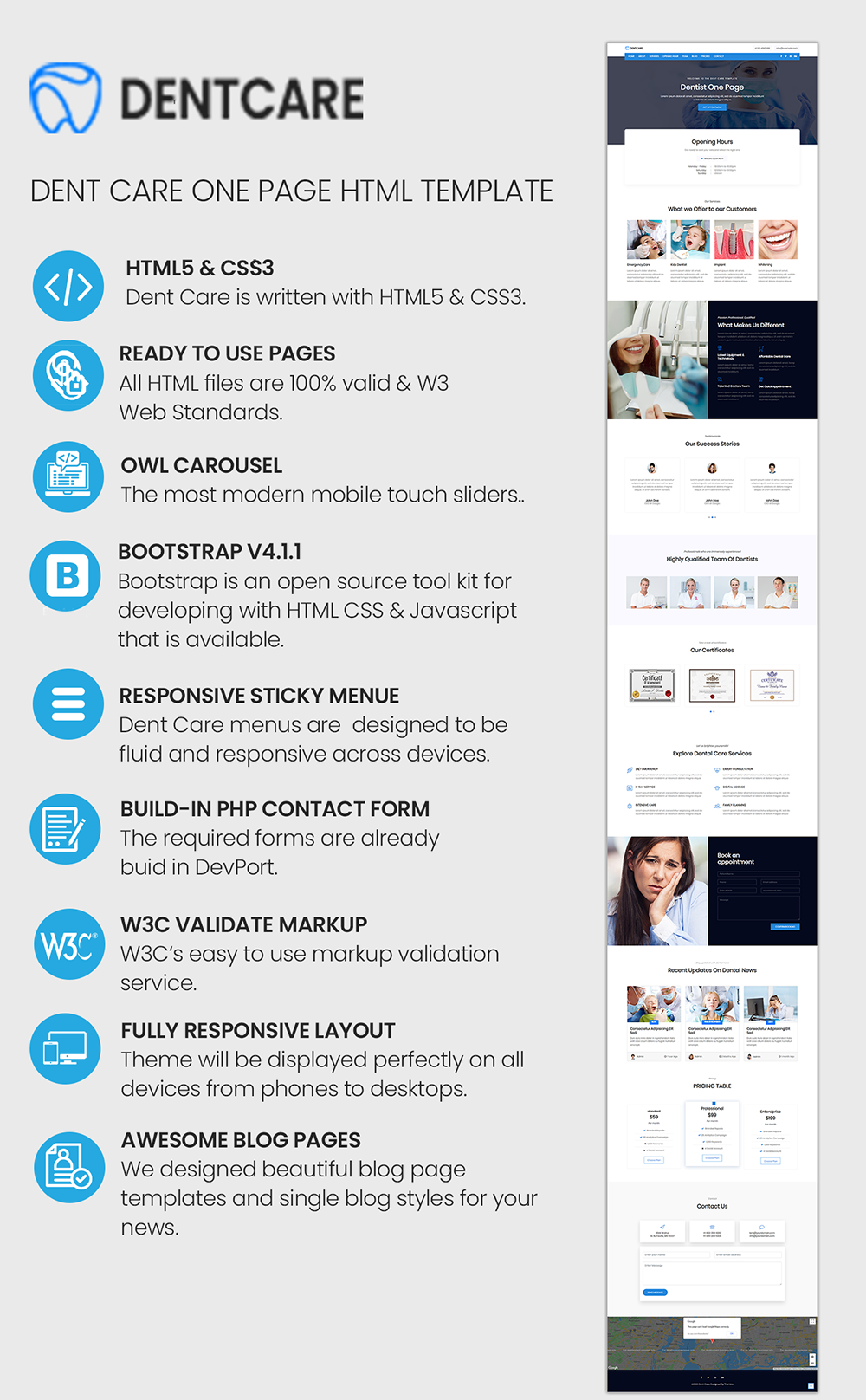 Dent Care - Dentist Landing Page Template