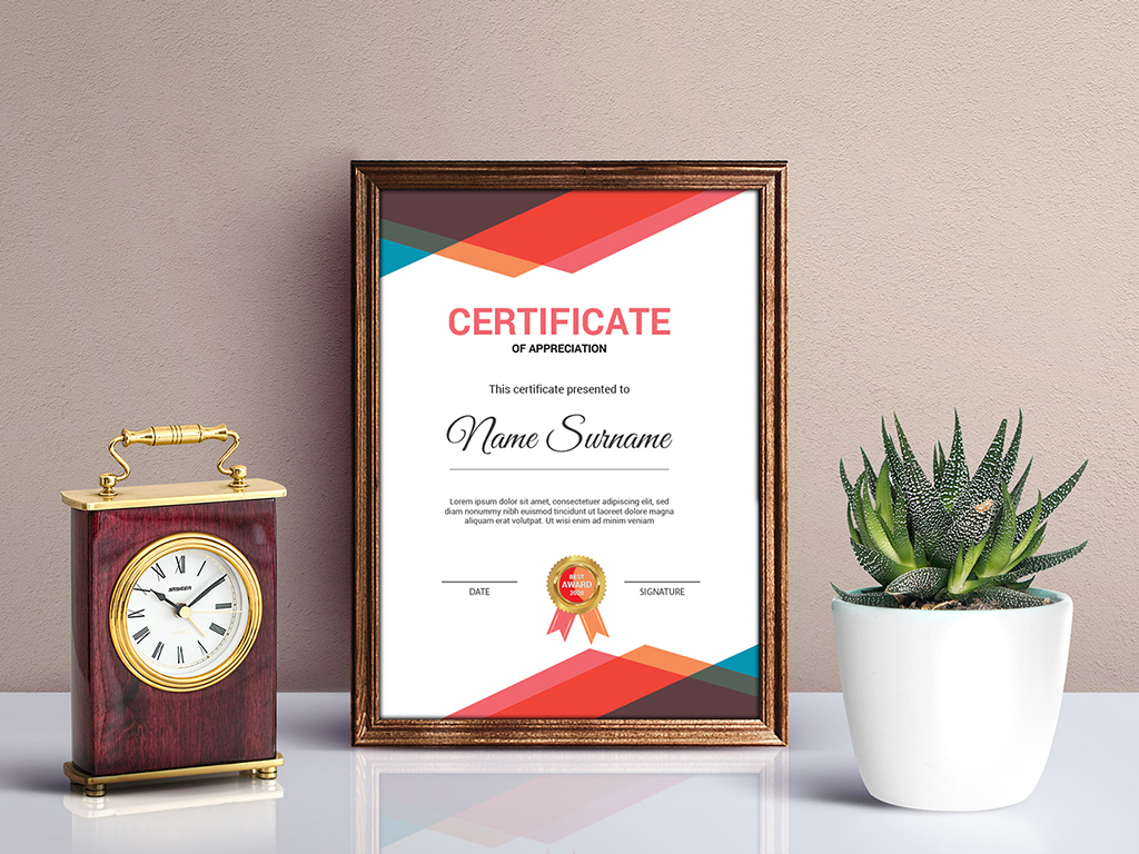 Download Шаблон сертификата "Business Award Certificate Template" / Business Award Certificate Template - Шаблон сертификата на тему графика achievement appreciation award diploma completion acknowledgement landscape eyelash nail extension modern luxury vertical professional training red blue gold green yellow