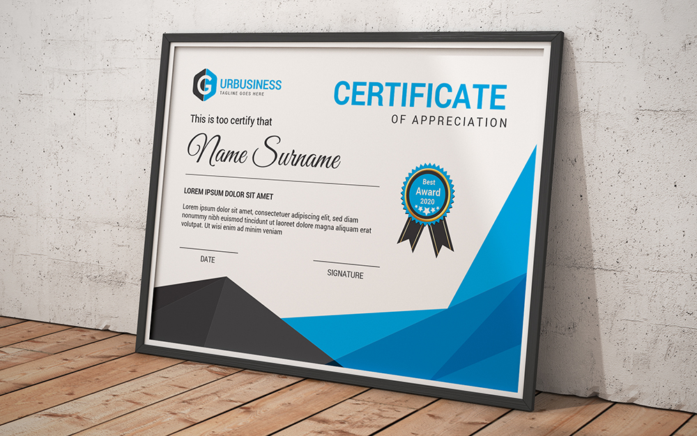 Download Шаблон сертификата "Award Certificate Template" / Award Certificate Template - Шаблон сертификата на тему графика achievement,appreciation,award,diploma,completion,acknowledgement,landscape,eyelash,nail,extension,modern,luxury,vertical,professional,training,red,blue,gold,green,yellow