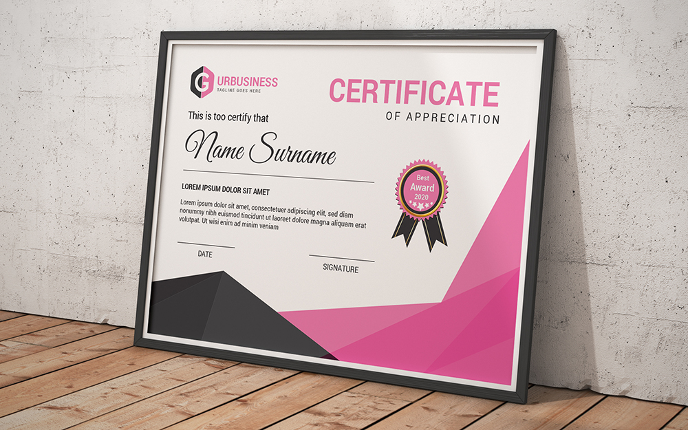 Download Шаблон сертификата "Award Certificate Template" / Award Certificate Template - Шаблон сертификата на тему графика achievement,appreciation,award,diploma,completion,acknowledgement,landscape,eyelash,nail,extension,modern,luxury,vertical,professional,training,red,blue,gold,green,yellow