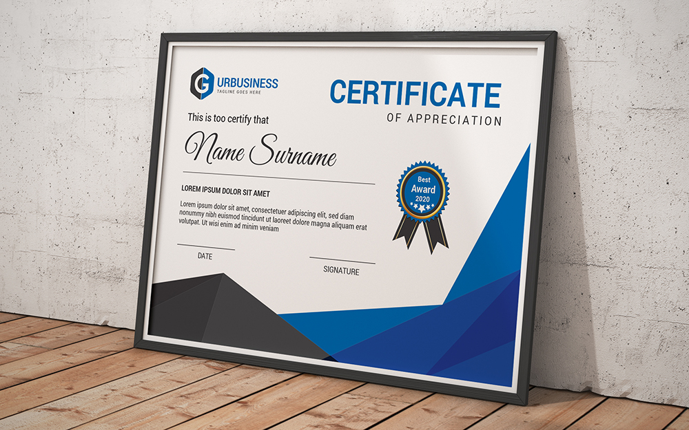 Download Шаблон сертификата "Award Certificate Template" / Award Certificate Template - Шаблон сертификата на тему графика achievement,appreciation,award,diploma,completion,acknowledgement,landscape,eyelash,nail,extension,modern,luxury,vertical,professional,training,red,blue,gold,green,yellow