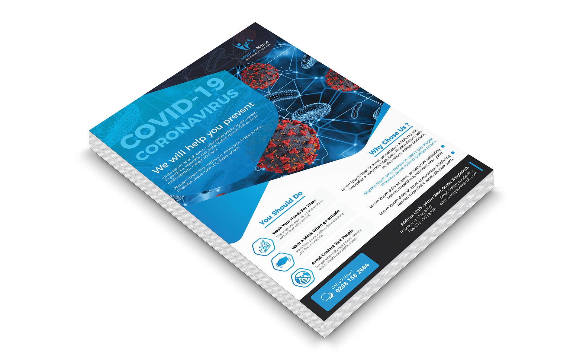 Download Фирменный стиль "Flyer – Medical Business - Corporate Identity Template" / Flyer – Medical Business - Corporate Identity Template - Фирменный стиль medicalbusiness,medicalflyer,medical,corona,coronavirus,covid-19,korona,clean,flyer,clinic,doctor,dentist,hospital,health,modern,multipurpose,printready,promotion