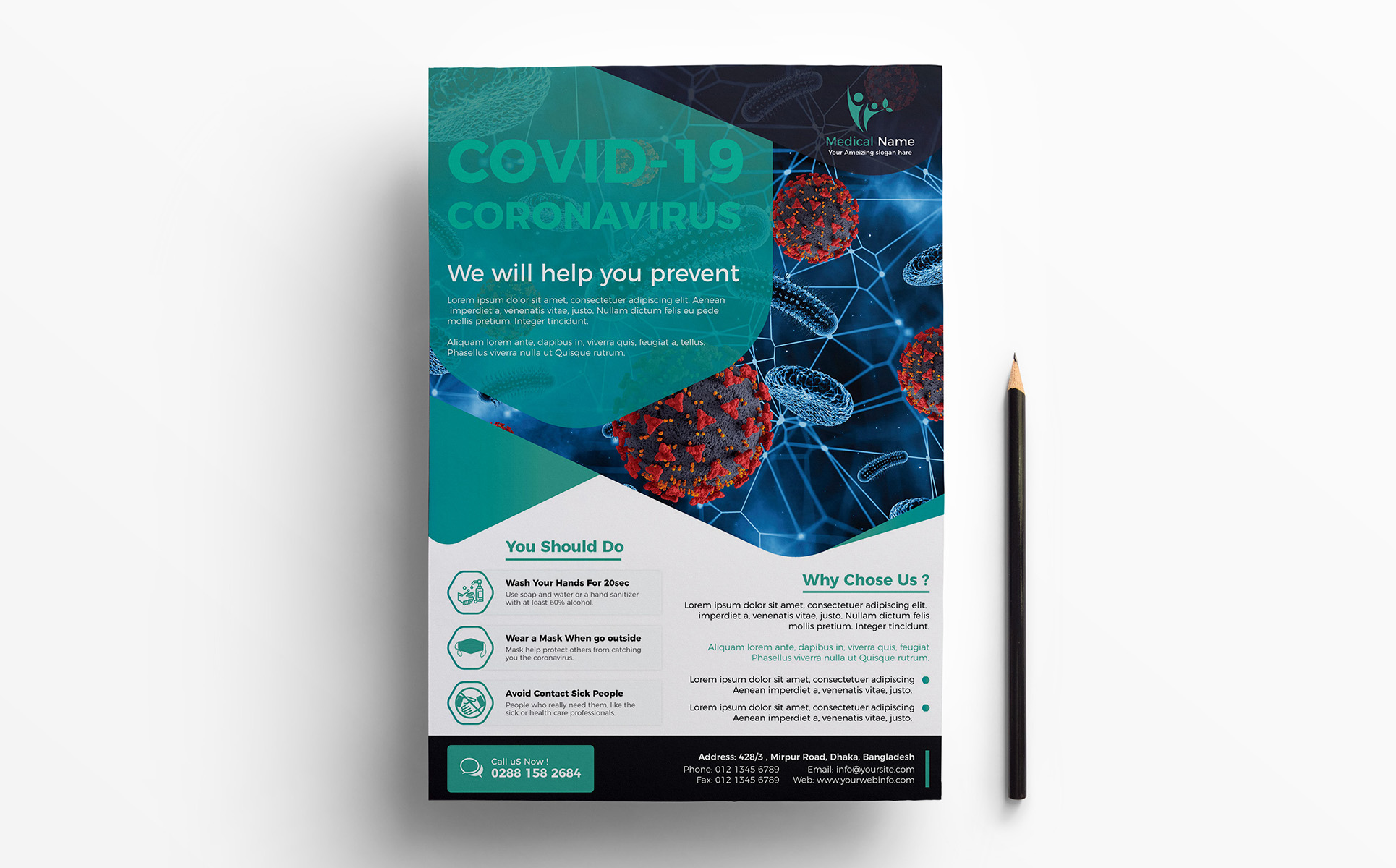 Download Фирменный стиль "Flyer – Medical Business - Corporate Identity Template" / Flyer – Medical Business - Corporate Identity Template - Фирменный стиль medicalbusiness,medicalflyer,medical,corona,coronavirus,covid-19,korona,clean,flyer,clinic,doctor,dentist,hospital,health,modern,multipurpose,printready,promotion