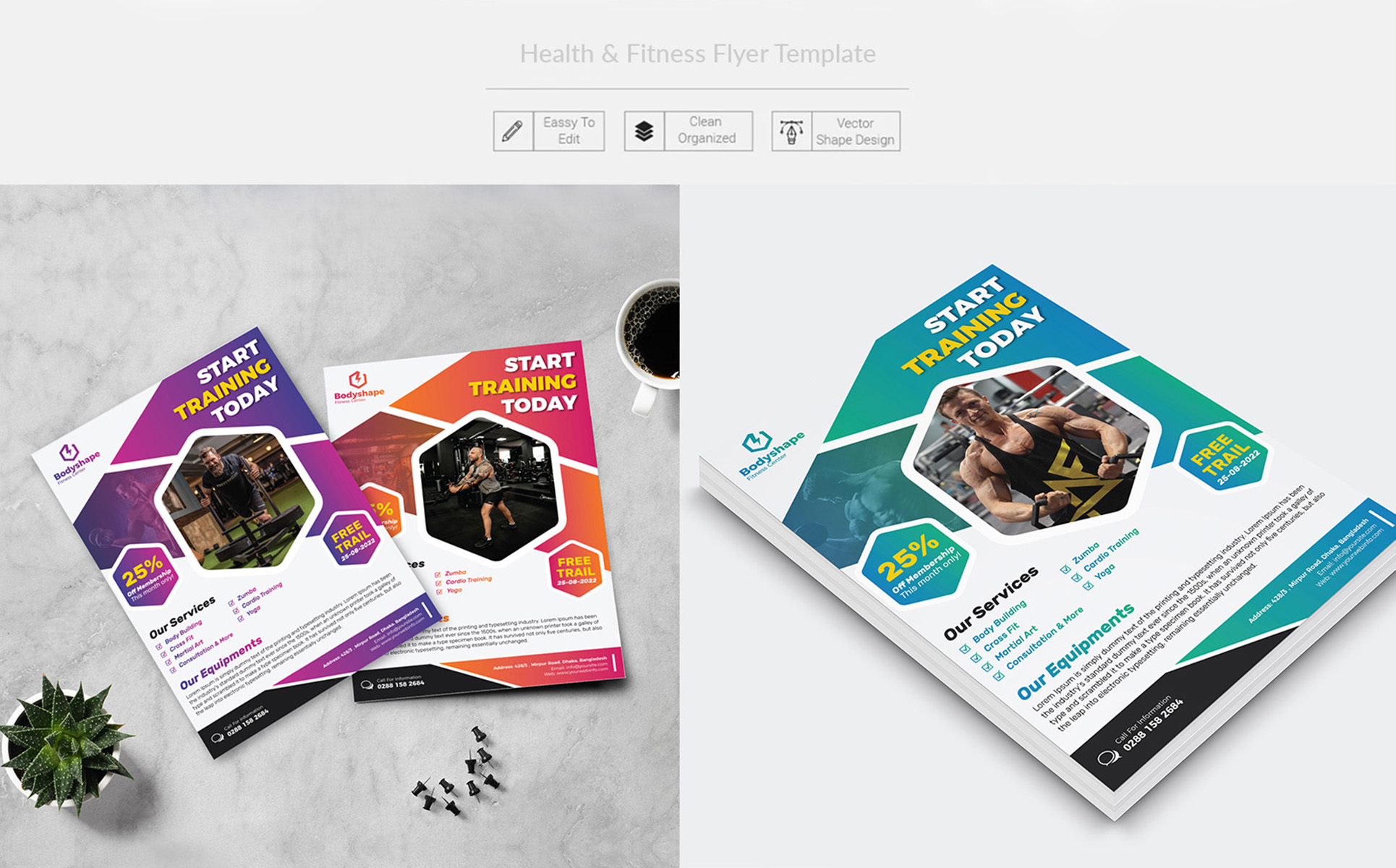 Download Фирменный стиль "Health & Fitness Flyer - Corporate Identity Template" / Health & Fitness Flyer - Corporate Identity Template - Фирменный стиль advertisement,body,bodyshape,gim,fitness,fitnessclub,fitnessflyer,dance,danceflyer,workout,excercise,hardwork,sports,studio,yoga,yogaflyer,health,handout,gymflyer,business